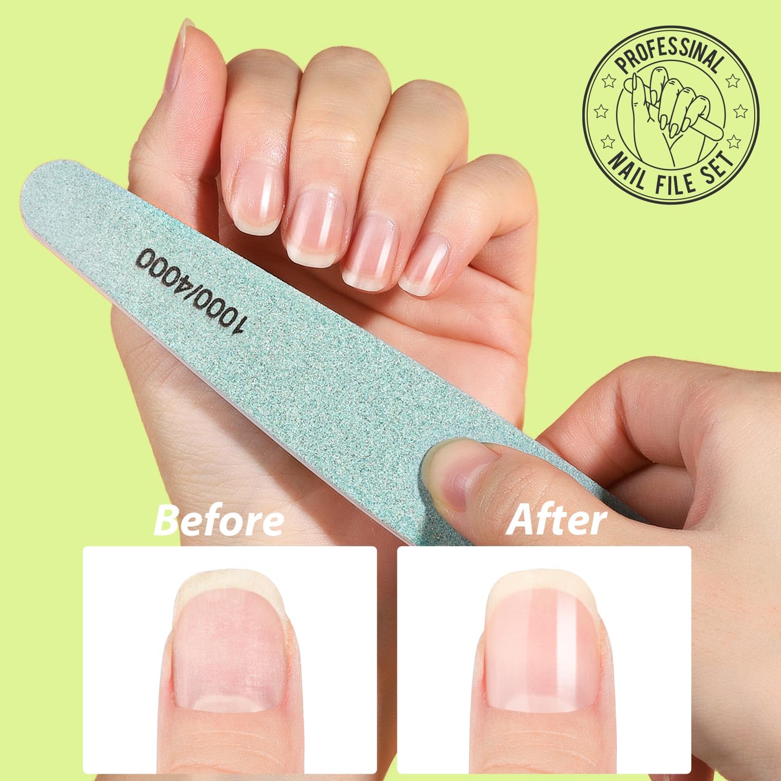 12-Piece Nail File and Buffer Kit for Women – 100/180 Grit Emery Boards, Nail Shine Blocks & Natural Nail Care Tools | Perfect for Home Manicures, Salon Use & Travel Nail Care