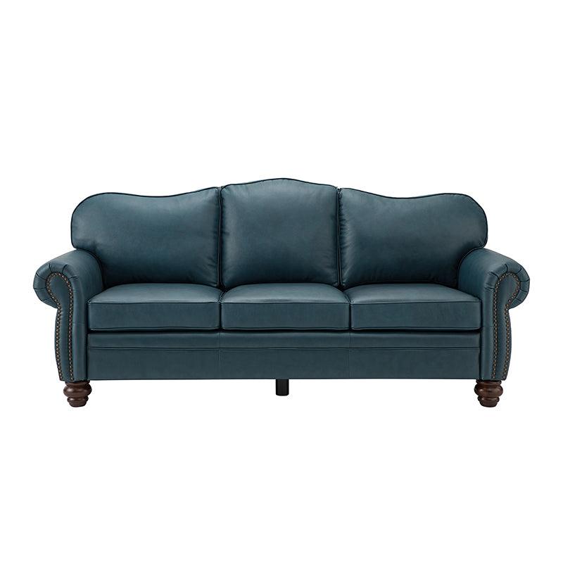 Flavio 81 Genuine Leather Sofa - Premium Full Grain Leather Couch for Living Room, Lounge & Office - Comfortable Modern Sectional Sofa with Sturdy Wood Frame