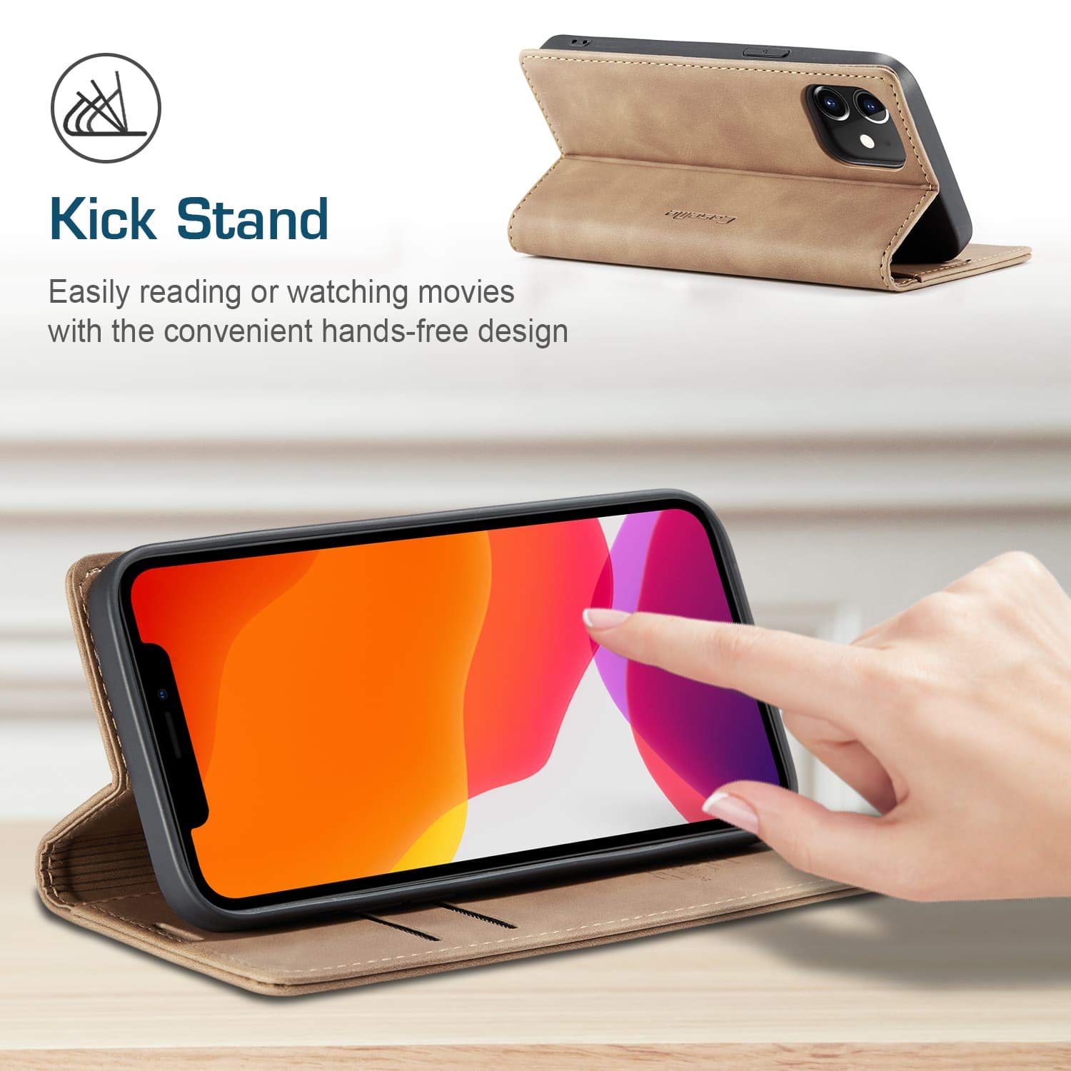 Premium Genuine Leather Wallet Case for iPhone 12 Pro Max (6.7 inch) - RFID Blocking Credit Card Holder with Magnetic Closure | Slim Protective Flip Cover | Perfect for Business Professionals & Daily Use (Brown, 2020 Model)