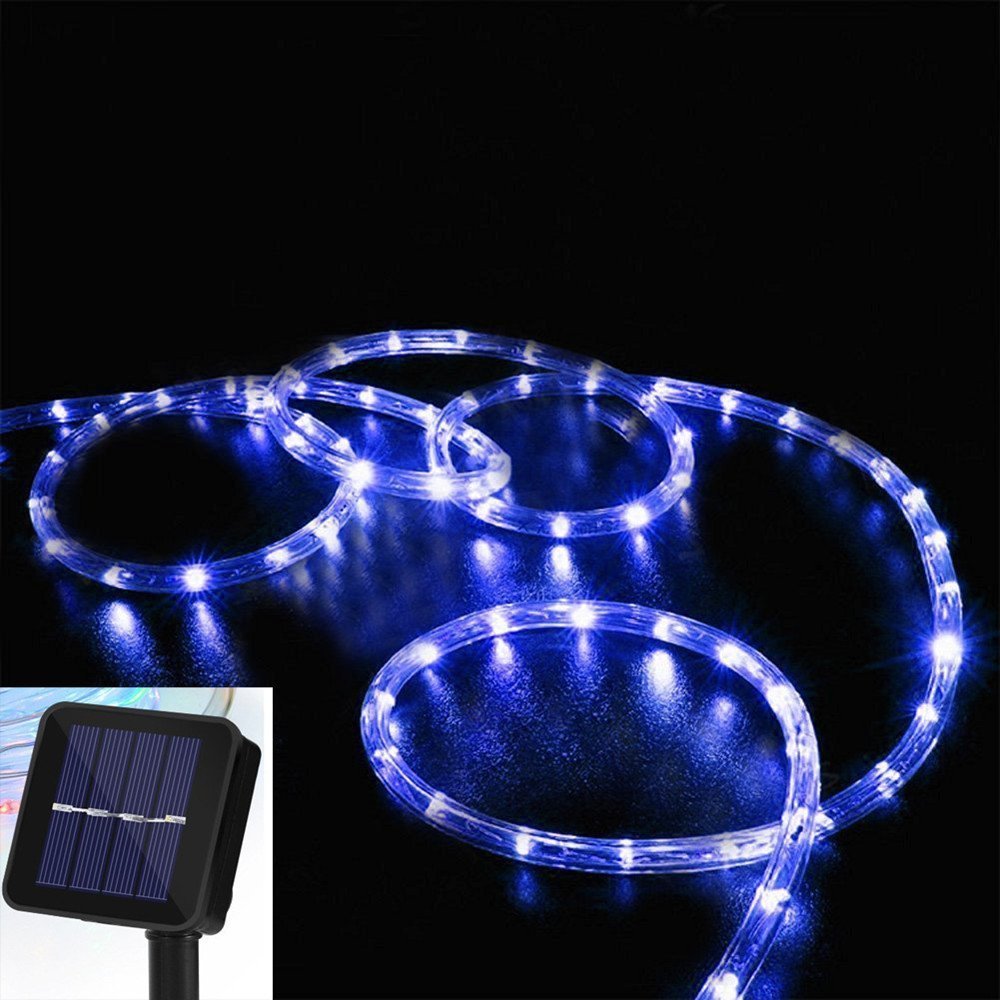 100LED Solar Rope Lights - 39ft/12M Waterproof Outdoor String Lights with Copper Wire for Garden, Yard, Fence, Pathway, Stairs, Patio & Backyard Decor (Blue) - Perfect for Landscape Lighting, Evening Ambiance & Holiday Decorations