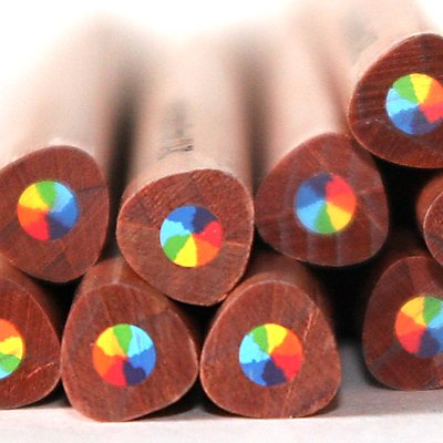 Rainbow Pencils 7 Colors in 1 - Triangular Grip - Natural Cedar (12 Pack) for Art & School