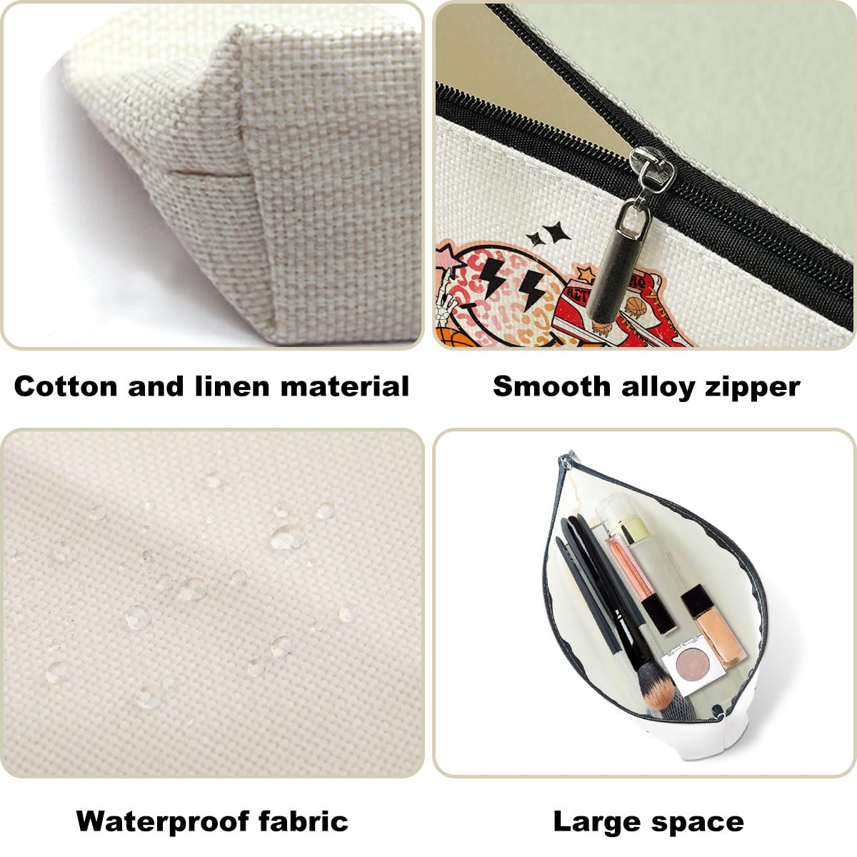 Basketball-Themed Makeup Bag - Waterproof Cosmetic Toiletry Bag for Women & Girls - Perfect Gift for Basketball Players, Coaches, Fans - Birthday, Christmas, Team Gifts - Great for Sports Events, Travel, Gym & Daily Use