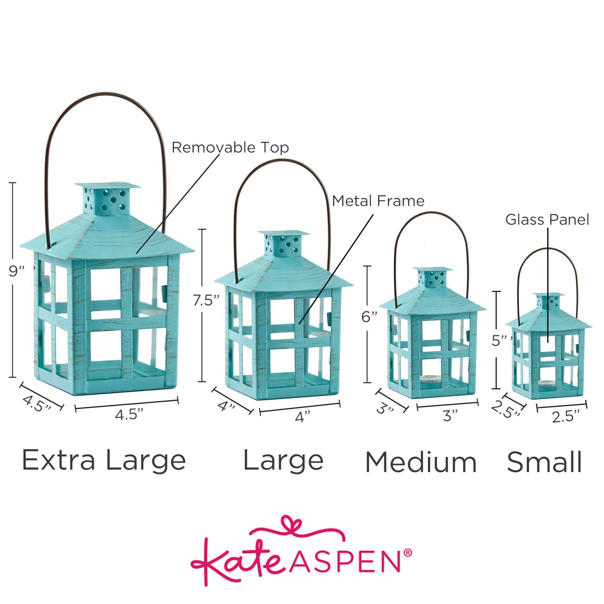 Vintage Blue Distressed Extra Large Lantern - Rustic Farmhouse Decor for Patio, Garden & Outdoor Lighting