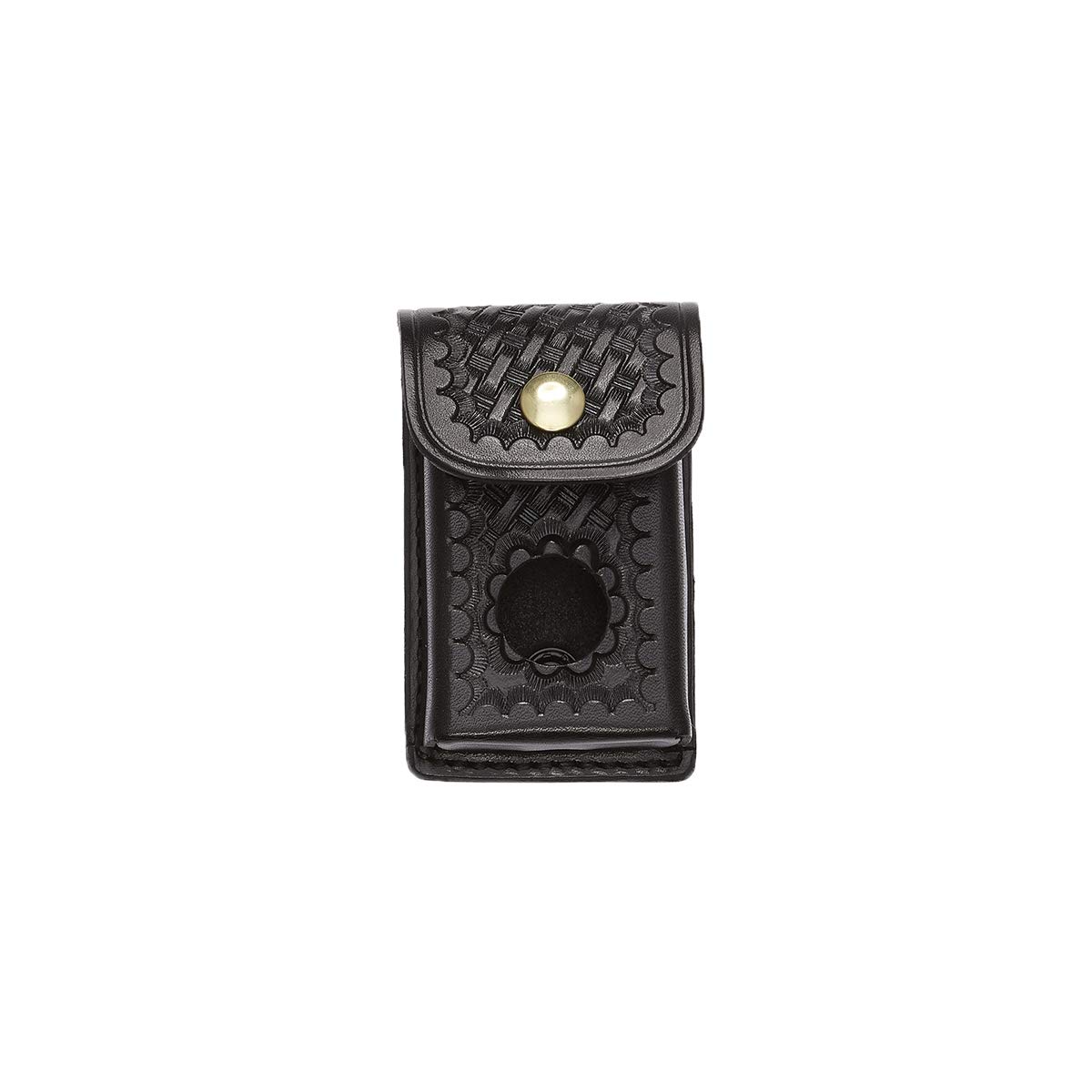 Aker Leather Body Alarm Case 584 - Black Basketweave Design for Personal Safety | Perfect for Self-Defense, Night Walks & Emergency Protection