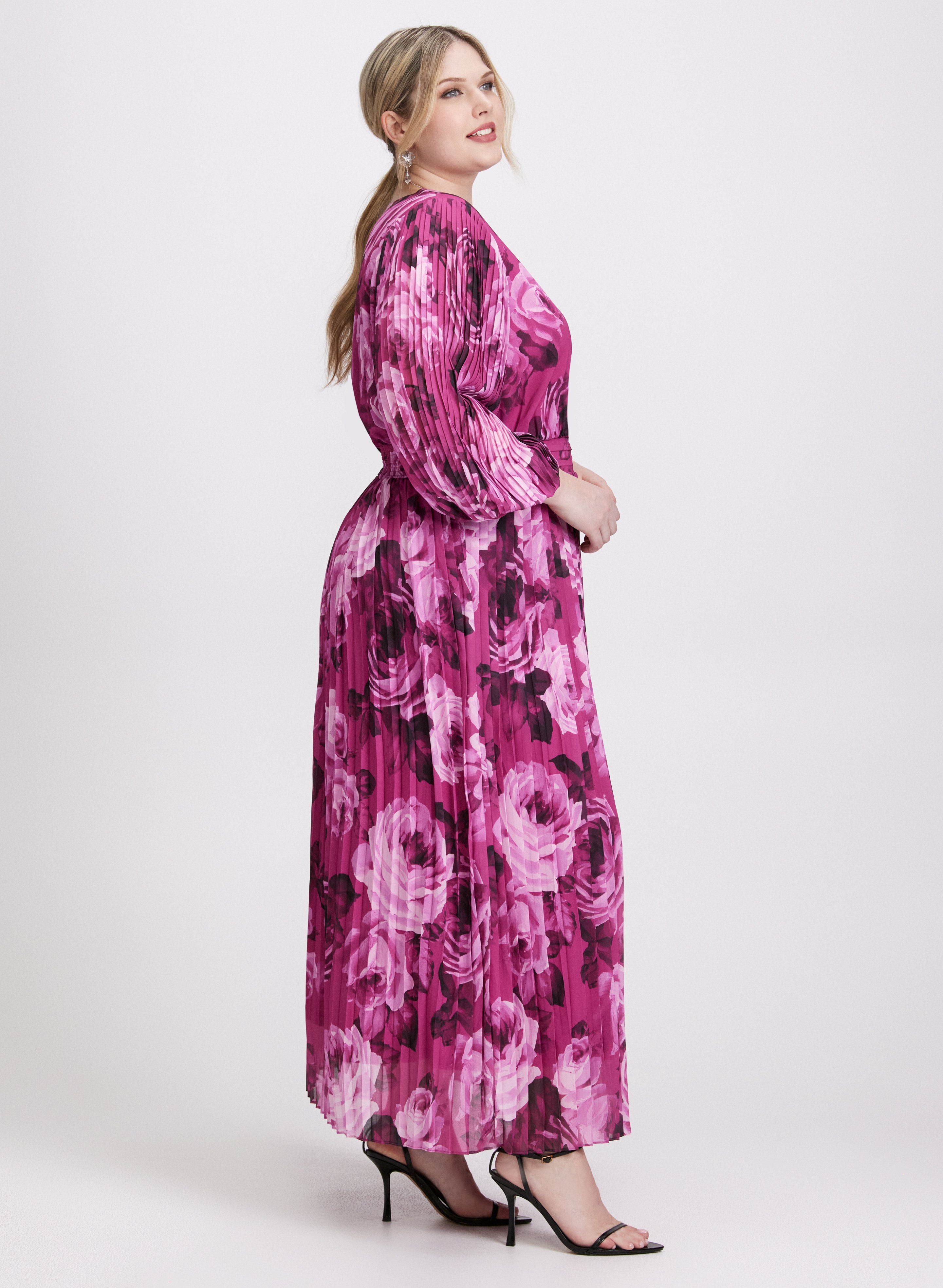 Elegant Floral Print Chiffon Dress for Women - Summer Party, Wedding Guest, Beach Cover Up