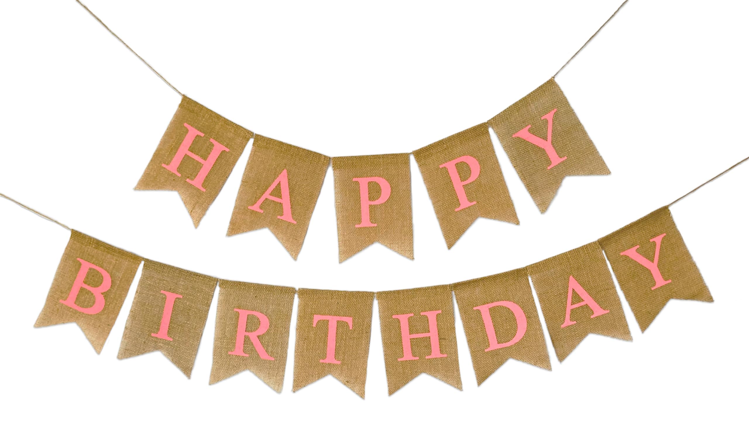 Happy Birthday Burlap Banner - Pink Party Decoration for Birthdays, Baby Showers & Celebrations | Perfect for Indoor & Outdoor Events