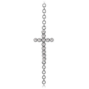 0.18 Carat 14K Solid White Gold Cross Bracelet with Natural Diamond - Elegant Religious Jewelry for Women, Perfect for Gifts, Church, Weddings & Everyday Wear