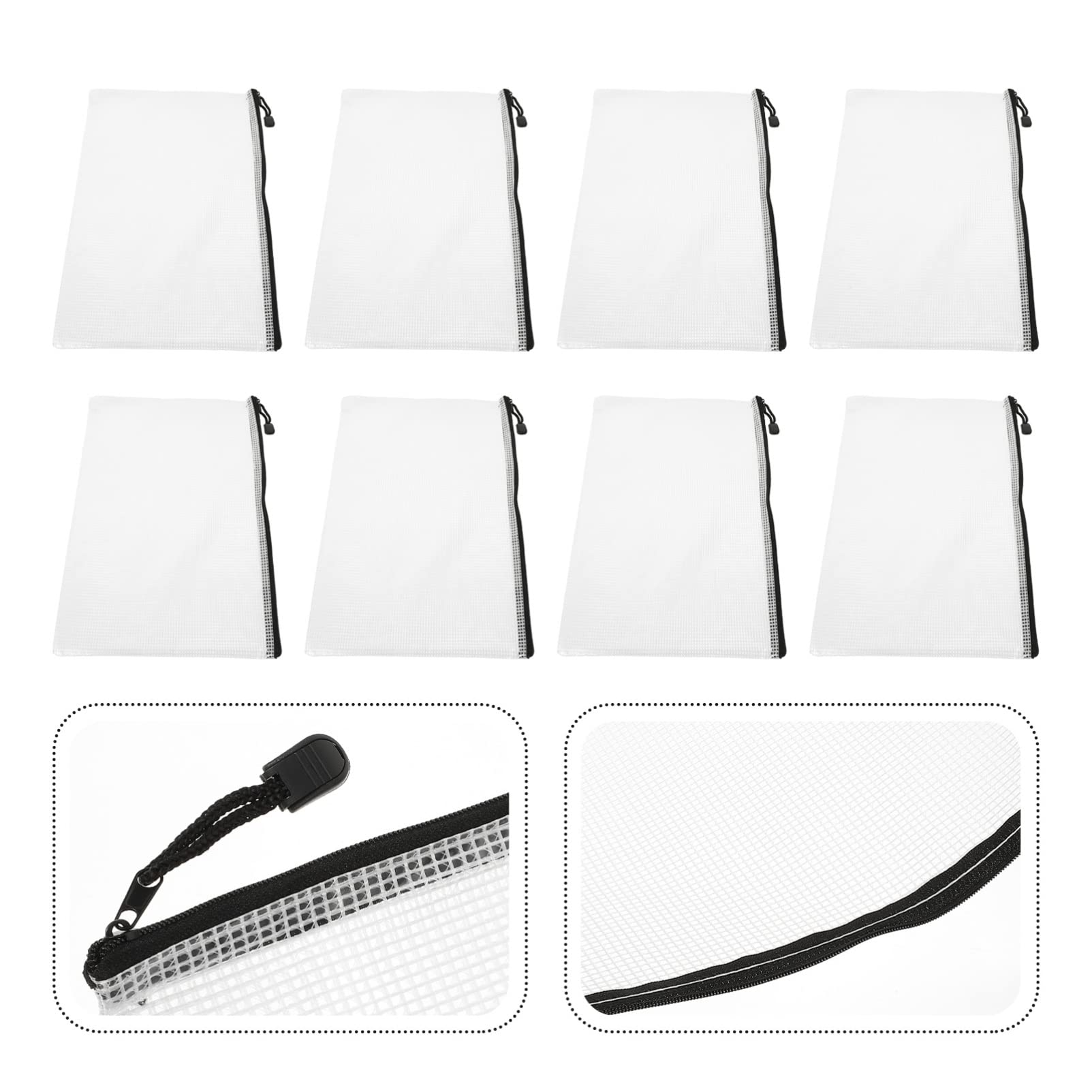 12-Piece Mesh File Storage Bags with Zipper - A4 Document Organizer Pouches for School, Office & Travel - Waterproof & Durable Stationery Holders