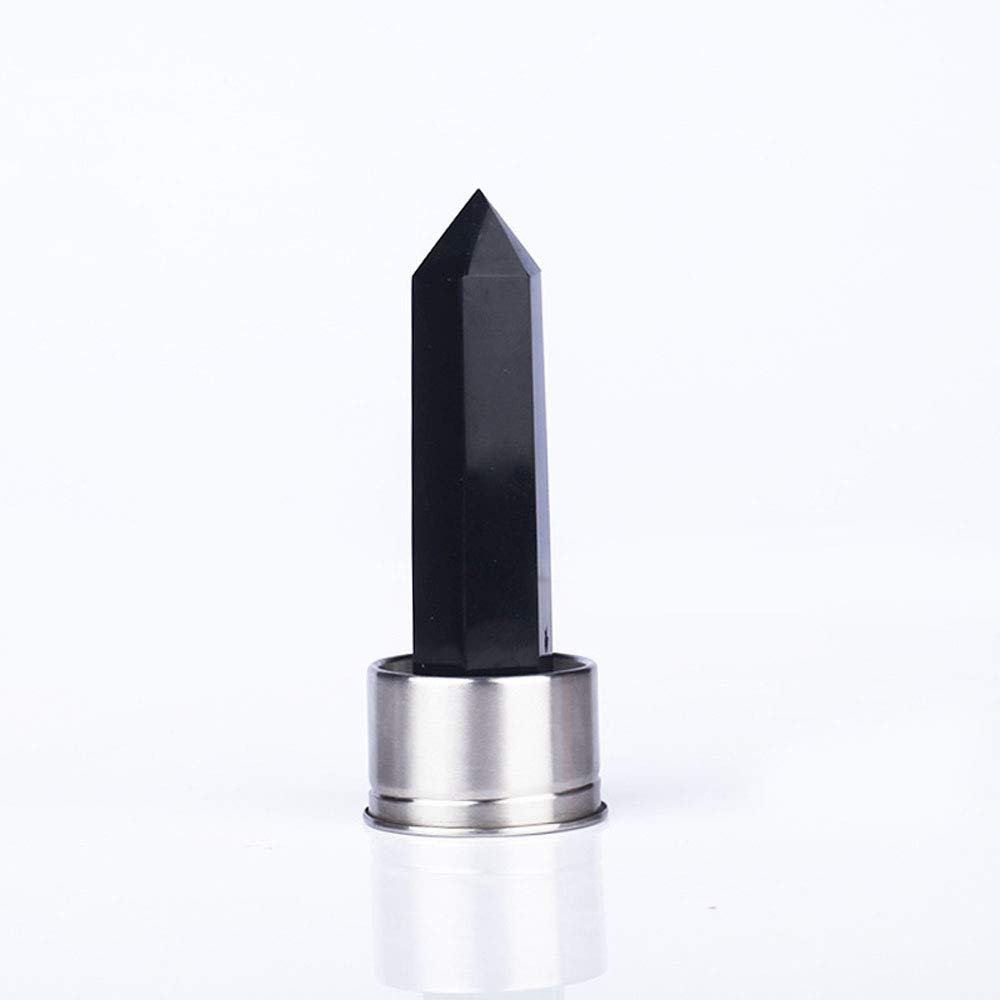 Black Obsidian Reusable Water Bottle - Portable Crystal Energy Cup for Reiki Healing & Wellness