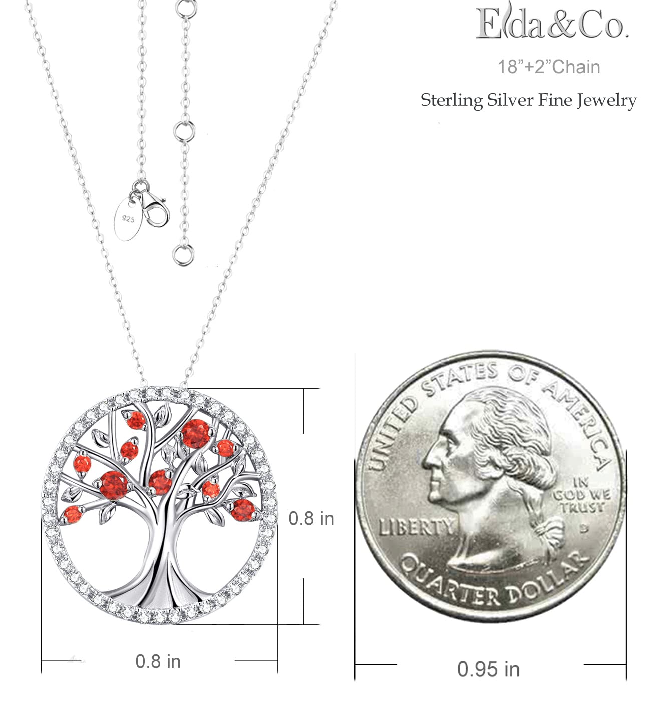 Tree of Life Necklace for Women - Sterling Silver Birthstone Jewelry with Simulated Diamonds & Emeralds - Perfect Birthday Gift for Wife, Mom, Sister - April & May Birthstones - Ideal for Weddings, Anniversaries & Spiritual Healing
