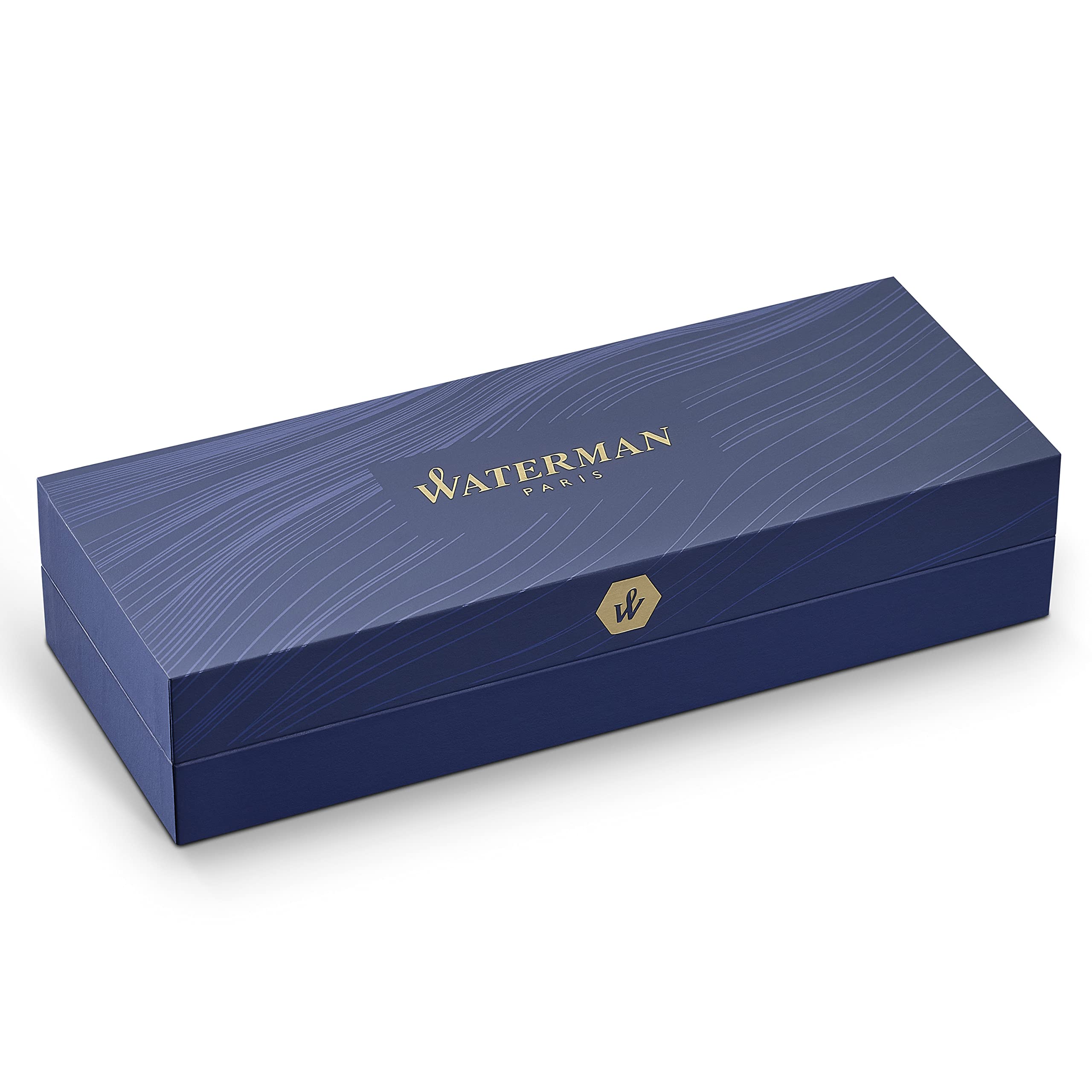 Waterman Duofold Centennial Fountain Pen - Classic Black & Gold Trim, Medium 18K Solid Gold Nib with Converter & Black Ink - Luxury Writing Instrument for Professionals, Collectors & Gift Giving - Perfect for Signatures, Calligraphy & Executive Gifts