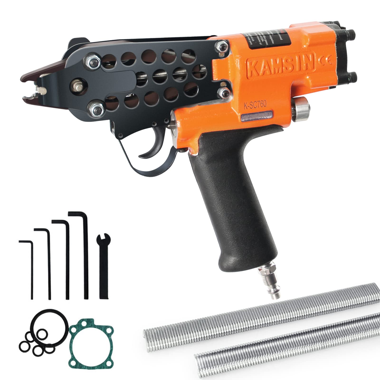 **K-SC760 16 Gauge 1/2-Inch Pneumatic Hog Ring Gun – Automatic Hog Ring Pliers for Fencing & Cages – 3.0-4.8mm Closure Diameter – Heavy-Duty Hog Ring Tool for DIY, Upholstery & Wire Mesh Projects**