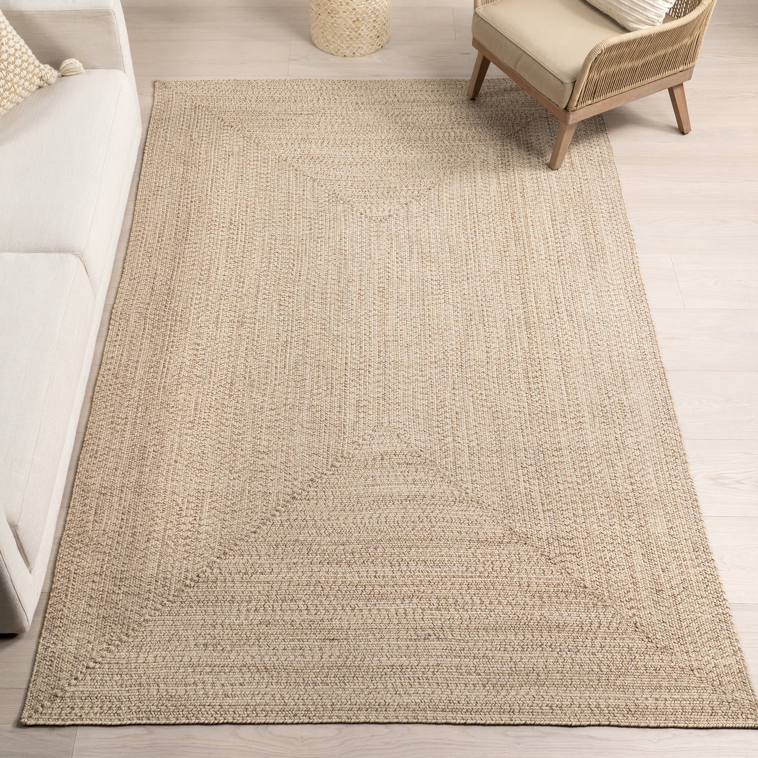 Hand Braided Indoor/Outdoor Rug - Tan | Durable & Stylish for Living Room, Patio, or Bedroom Decor