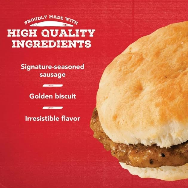 Jimmy Dean Sausage Biscuit Sandwich Snack Size - 34 oz (20 Count, Frozen) - Pack of 2 | Breakfast, Quick Meal, On-the-Go Snack for Home, Office or Travel