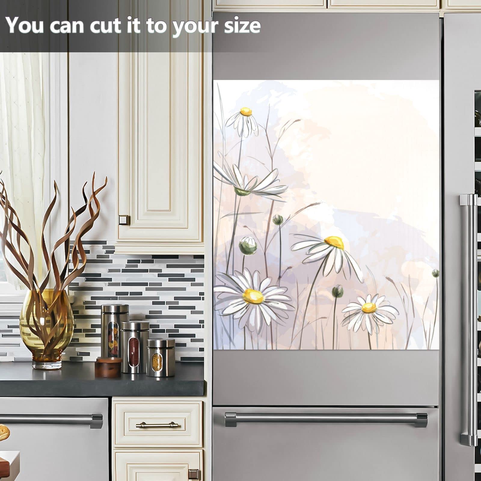 Romantic Daisy Flower Dishwasher Magnet Sticker - Decorative Appliances Cover Art for Refrigerator & Dishwasher Panel - Perfect for Kitchen, Home Decor & Gift Giving