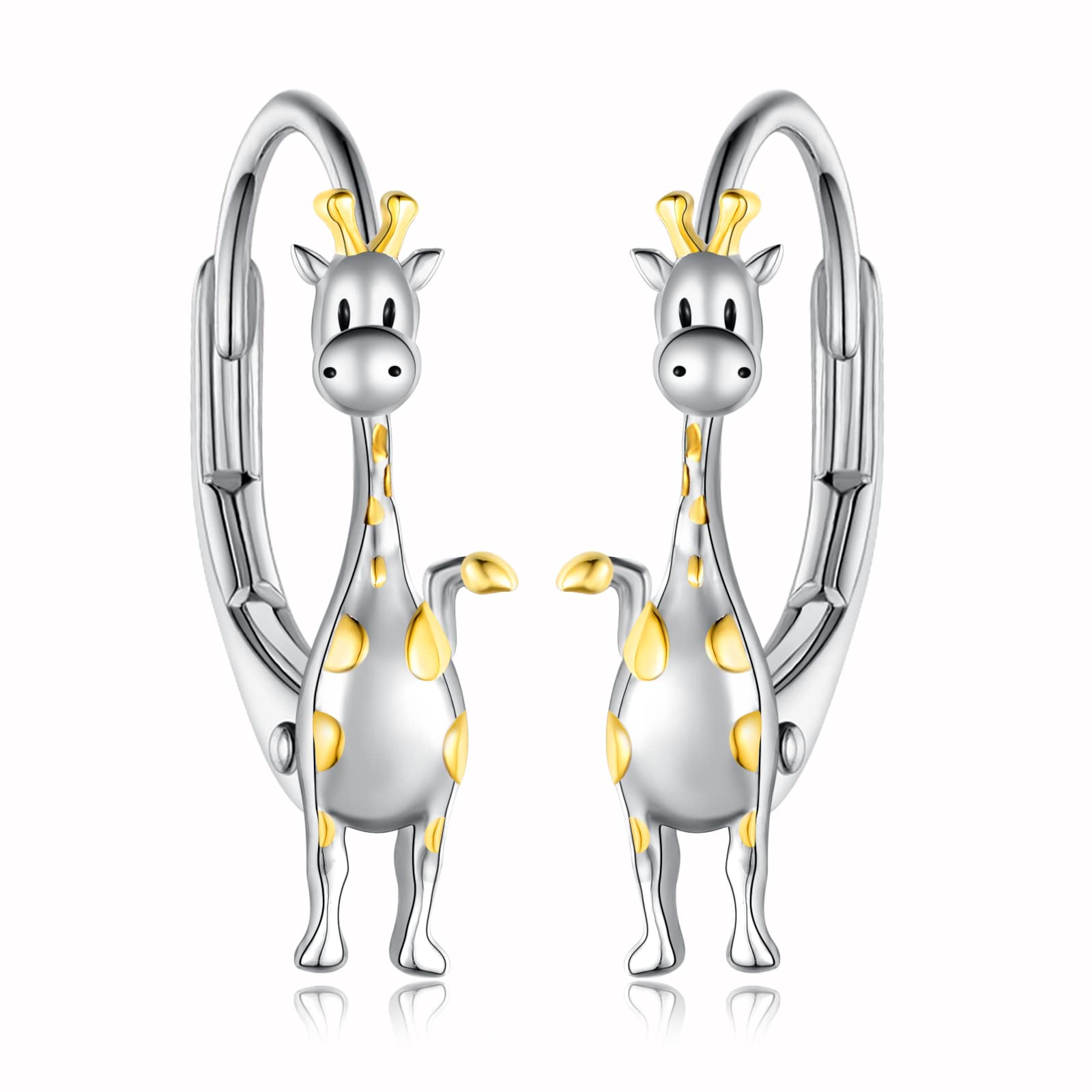 925 Sterling Silver Cute Animal Hoop Earrings - Cow/Fox/Koala/Giraffe Huggie Earrings for Women | Perfect Jewelry Gift for Animal Lovers | Great for Casual Wear, Date Nights & Special Occasions