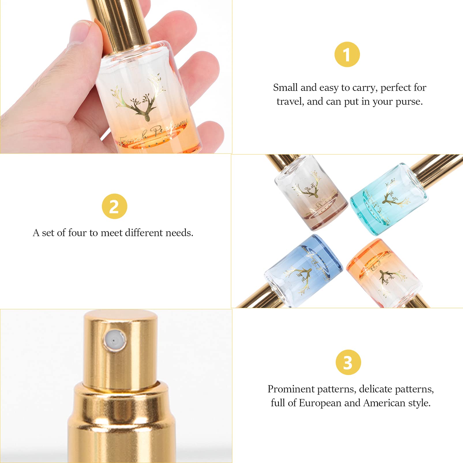 HEALLILY 4 Pack Refillable Perfume Spray Bottles - Travel Size Empty Cosmetic Containers for Fragrance, Cleaning Solutions & Essential Oils - Perfect for Travel, Gym, Home & Office Use