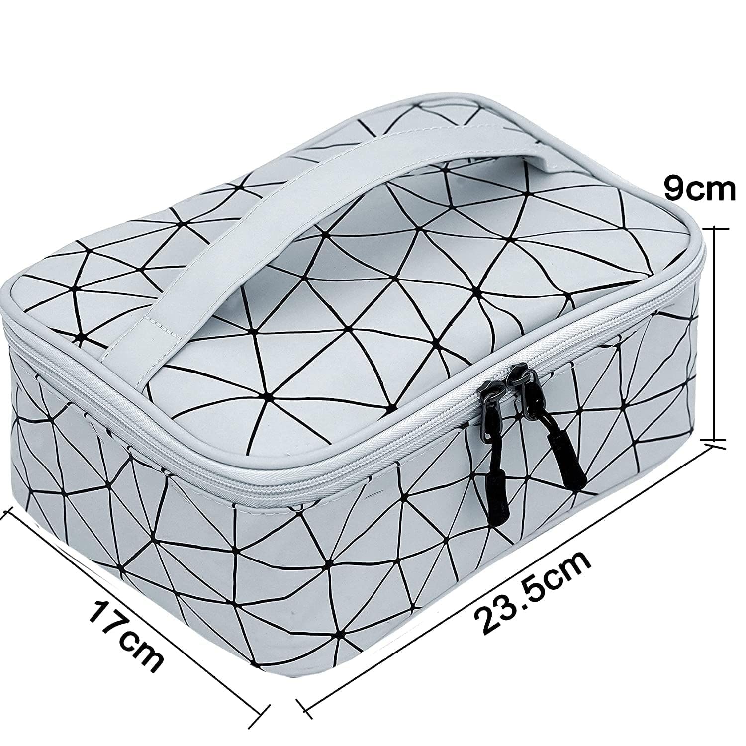 Premium Waterproof Hanging Makeup Bag for Women - Travel Cosmetic Organizer with Zipper, Luxury Toiletry Pouch (Silver) | Perfect for Vacation, Gym & Daily Essentials Storage