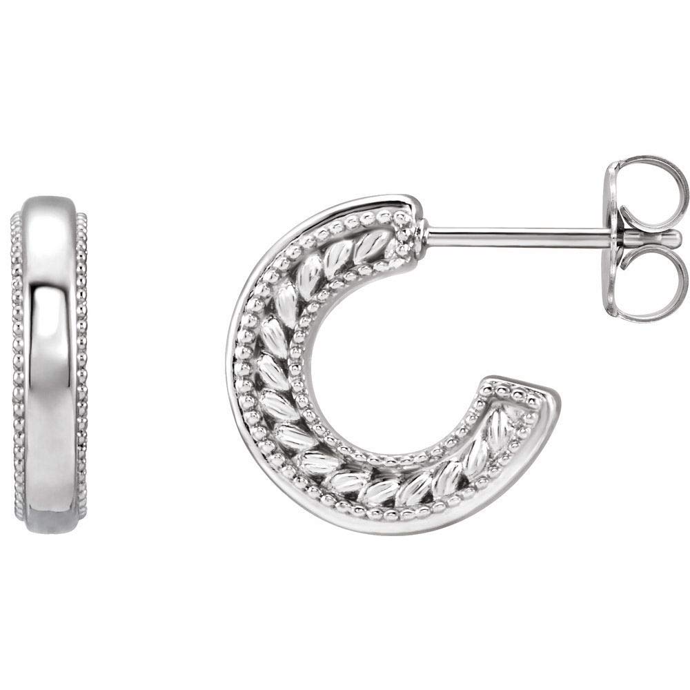 Sterling Silver Floral-Inspired Milgrain Hoop Earrings for Women - Elegant Vintage Style Jewelry Gift for Wedding, Party & Everyday Wear