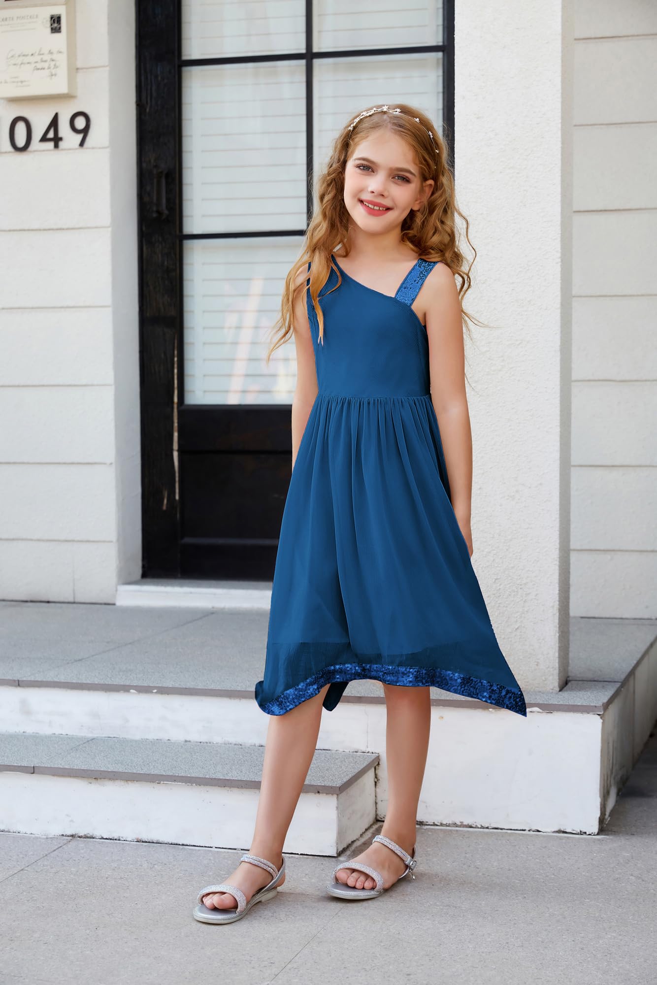 GRACE KARIN Girls' One Shoulder Party Dress - Summer Formal Birthday Midi Dress for Ages 5-12 Years | Perfect for Weddings, Parties & Special Occasions