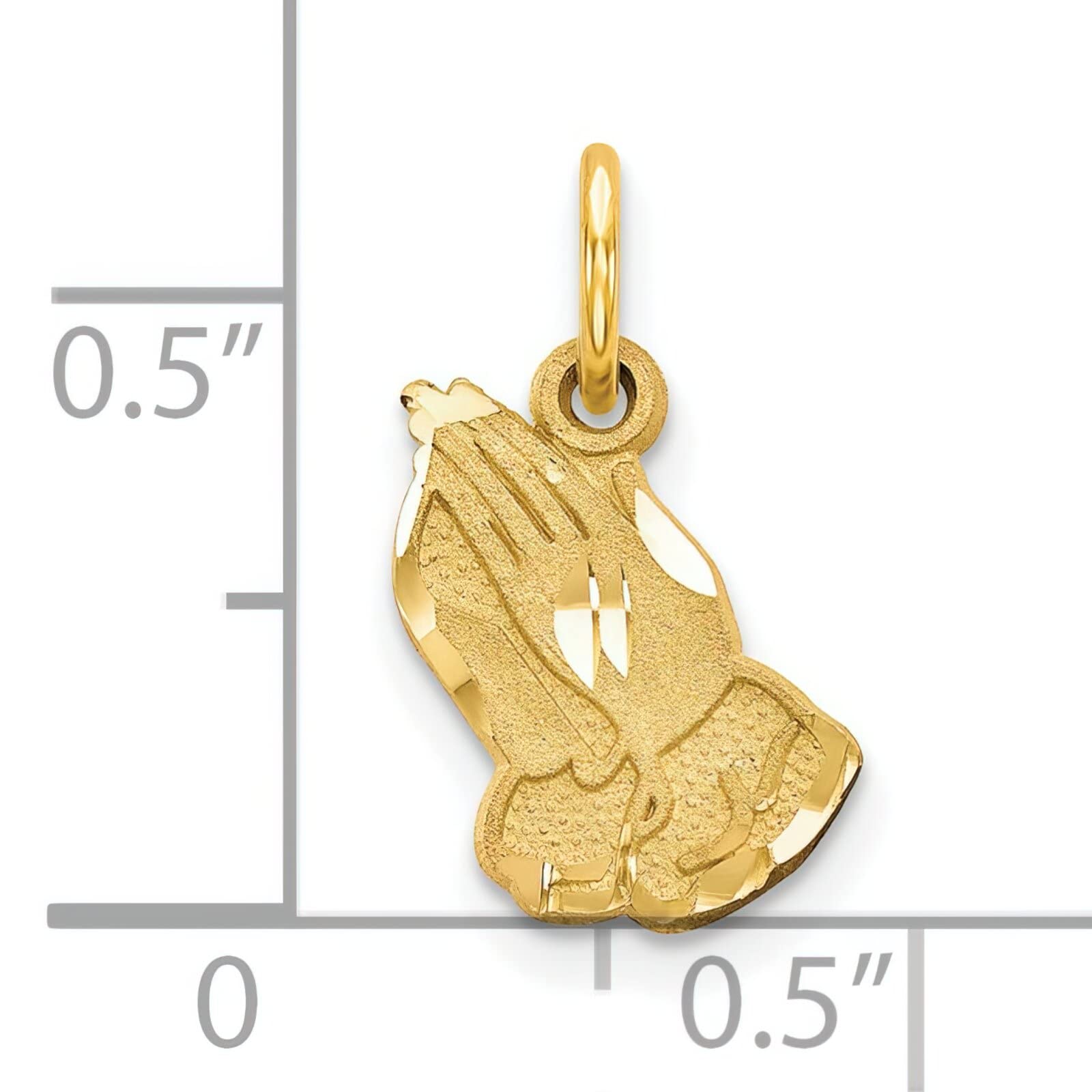 10K Yellow Gold Praying Hands Charm Pendant Necklace - Religious Jewelry for Women & Men - Perfect for Prayer, Gifts & Special Occasions