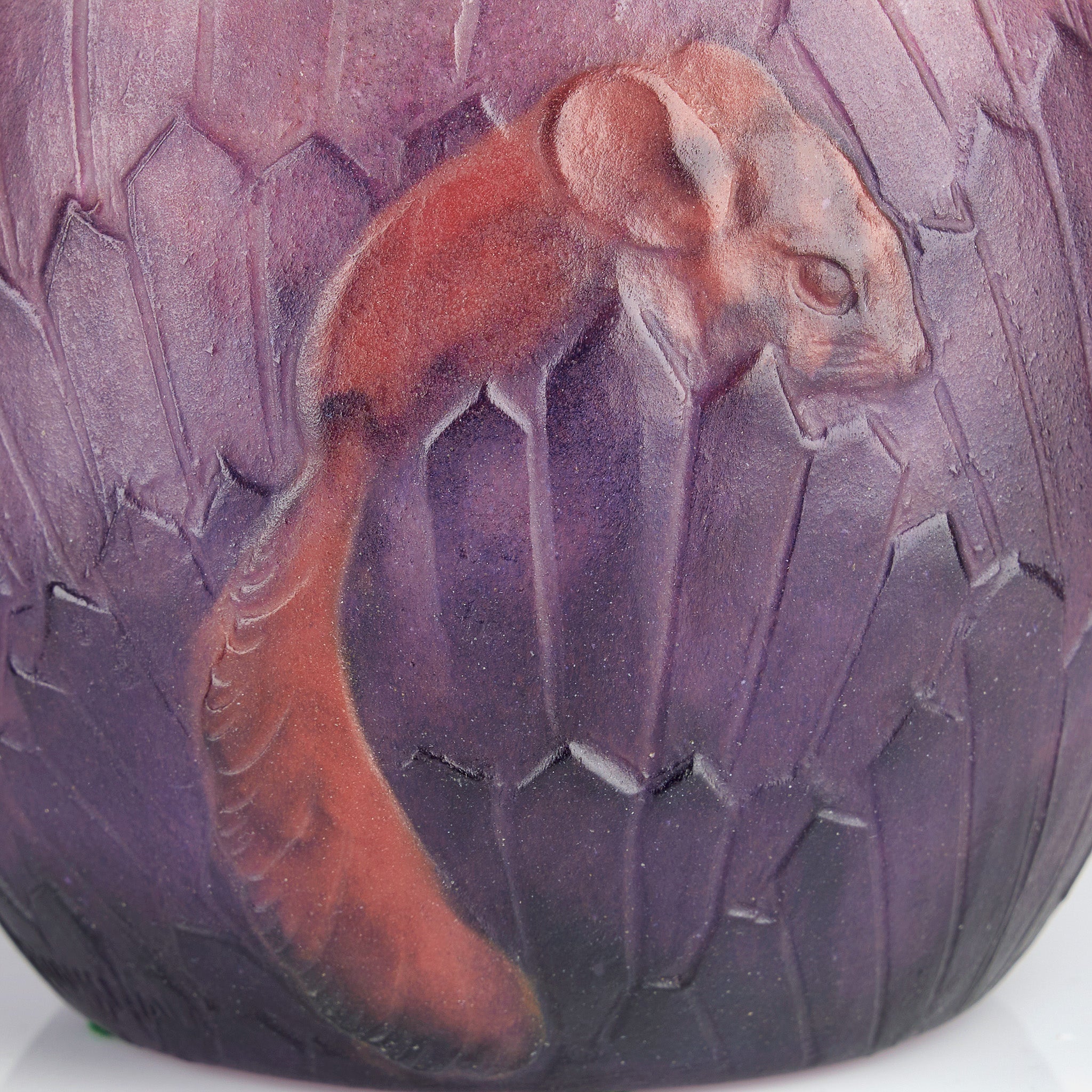 Gabriel Argy Rousseau Ecureuils Dans L'Herbe Pâte de Verre Glass Vase - Handcrafted French Art Glass Vase for Home Decor, Wedding Centerpiece & Luxury Gift
