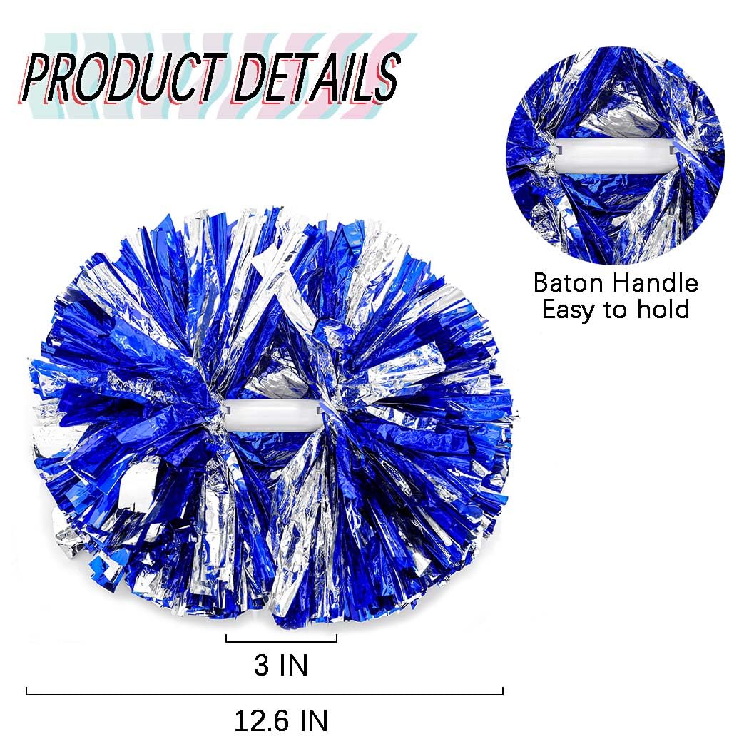 Yokawe 2 Pack Cheerleading Pom Poms with Handles - Team Spirit Dance Poms for Cheerleaders, Sports Games, School Events & Festivals - Perfect for Youth & Adults (Red/White) - Great for Pep Rallies, Parades & Cheer Competitions