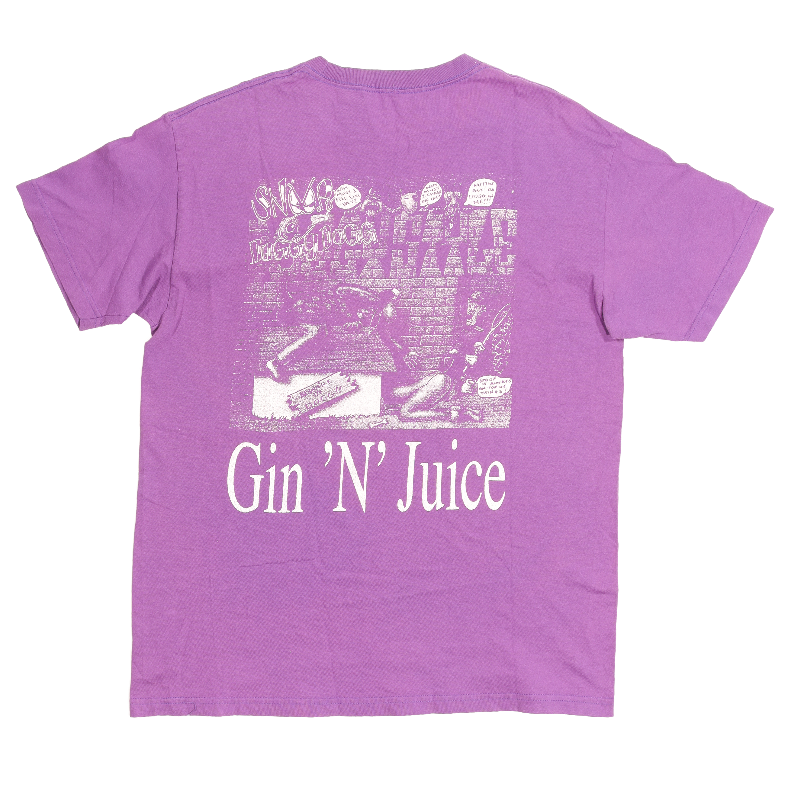 Vintage 1990s Snoop Dogg Gin N Juice Bootleg T-Shirt - Retro Hip Hop Rap Music Fan Tee for Concerts & Streetwear