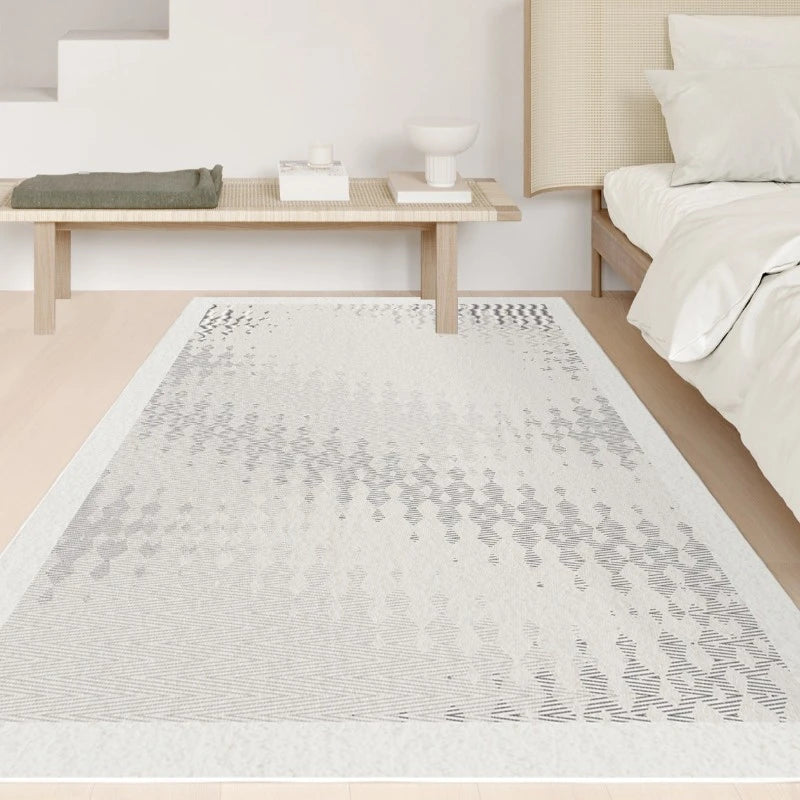Avalyn Modern Geometric Faux Wool Area Rug - Soft Non-Slip Living Room Rug for Bedroom, Office & Home Decor - 5x7 Feet Grey Contemporary Carpet