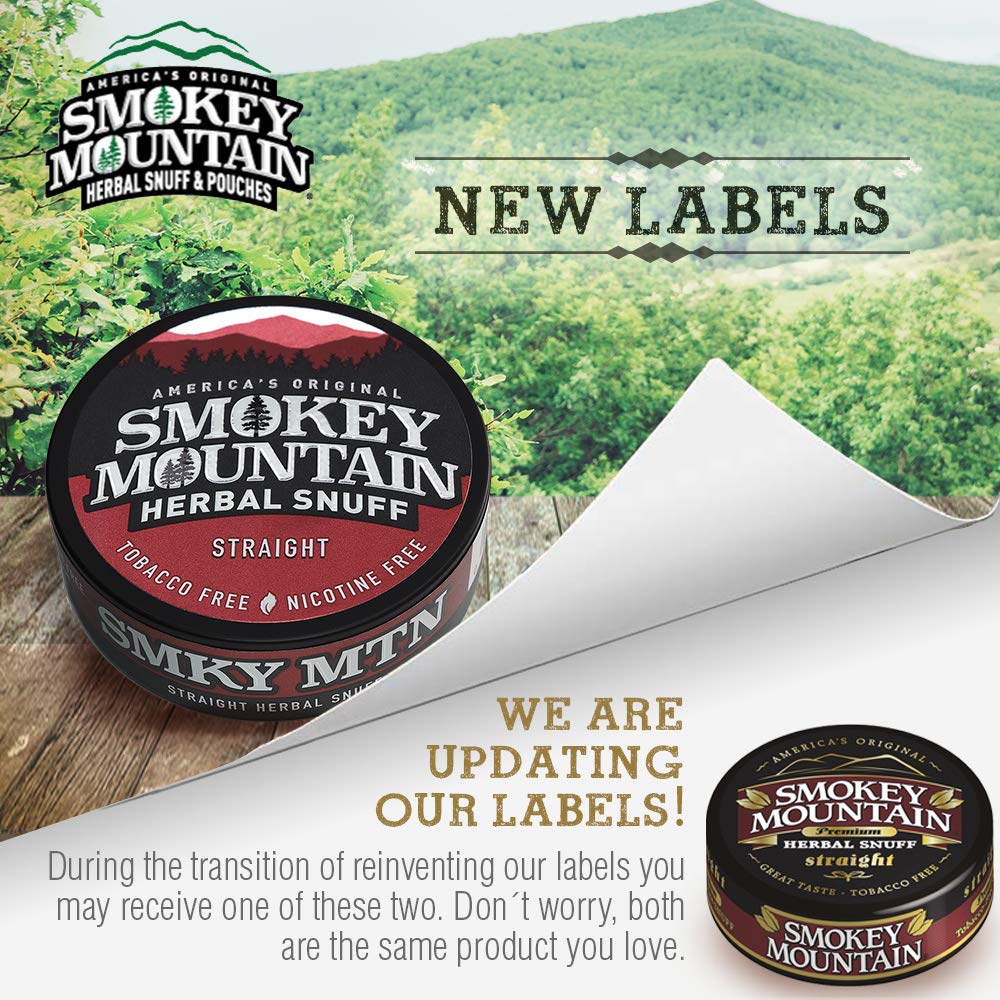 Smokey Mountain Herbal Long Cut Straight - Tobacco Free & Nicotine Free Snuff Alternative (1 Can) - Perfect for Quitting Smoking or Enjoying as a Herbal Dip