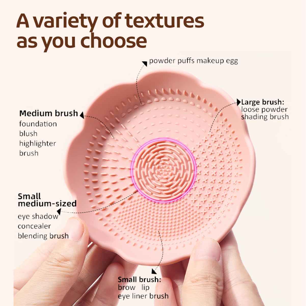 Silicone Makeup Brush Cleaner Mat with Holder Bowl - Petal Design Cosmetic Brush Cleaning Pad for Makeup & Drawing Tools (1PC, Pink) - Perfect for Home & Professional Makeup Artists
