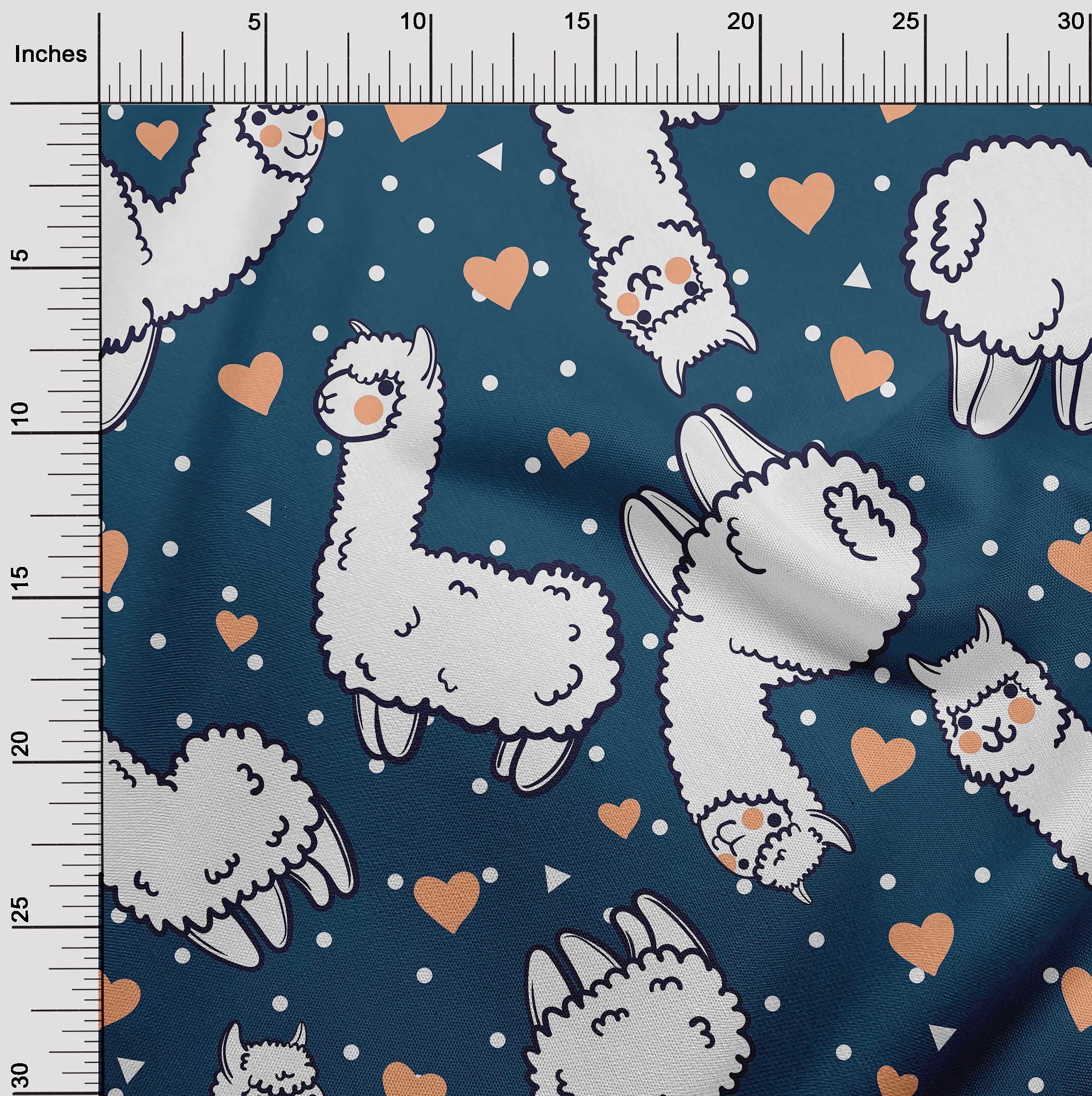 oneOone Velvet Blue Fabric Sheep Print - 58 Inch Wide Soft DIY Quilting & Nursery Decor Fabric by the Yard - Perfect for Baby Blankets, Clothing, and Home Decor Projects