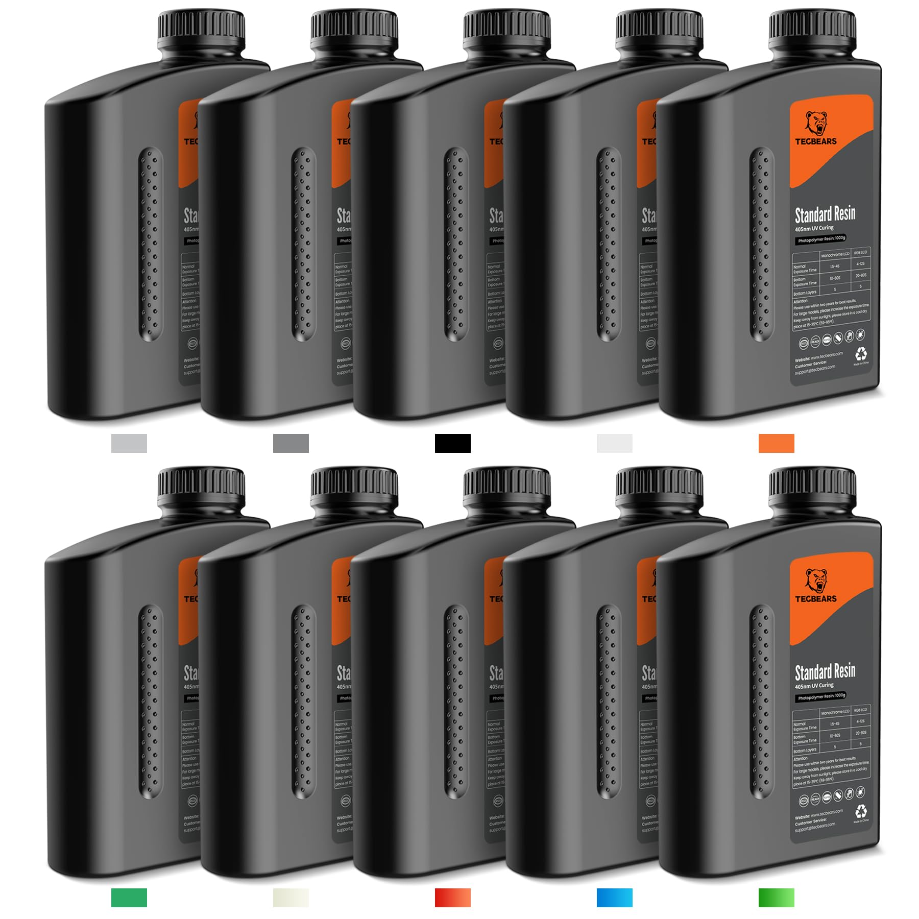 Premium 10KG 3D Printer Resin Bundle - 405nm UV Curing Standard Resin for LCD 3D Printers | Fast Curing Photopolymer Resin with Low Shrinkage & High Precision | 1KG Bottles | Ideal for Miniatures, Jewelry Making & Prototyping