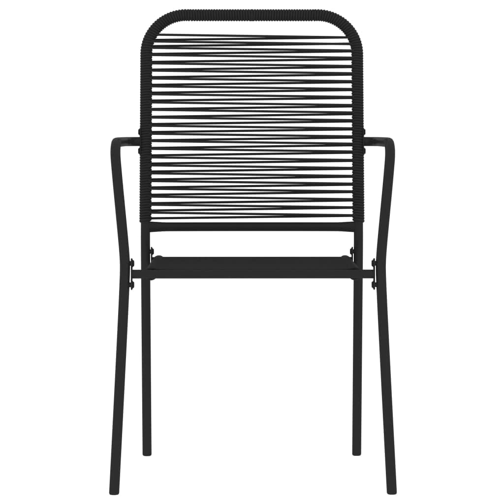 vidaXL 5-Piece Patio Dining Set - Black Cotton Rope Chairs with Powder-Coated Steel Frame & Square Tempered Glass Table - Outdoor Garden Furniture for Backyard, Poolside, or Balcony - Durable Indoor/Outdoor Use