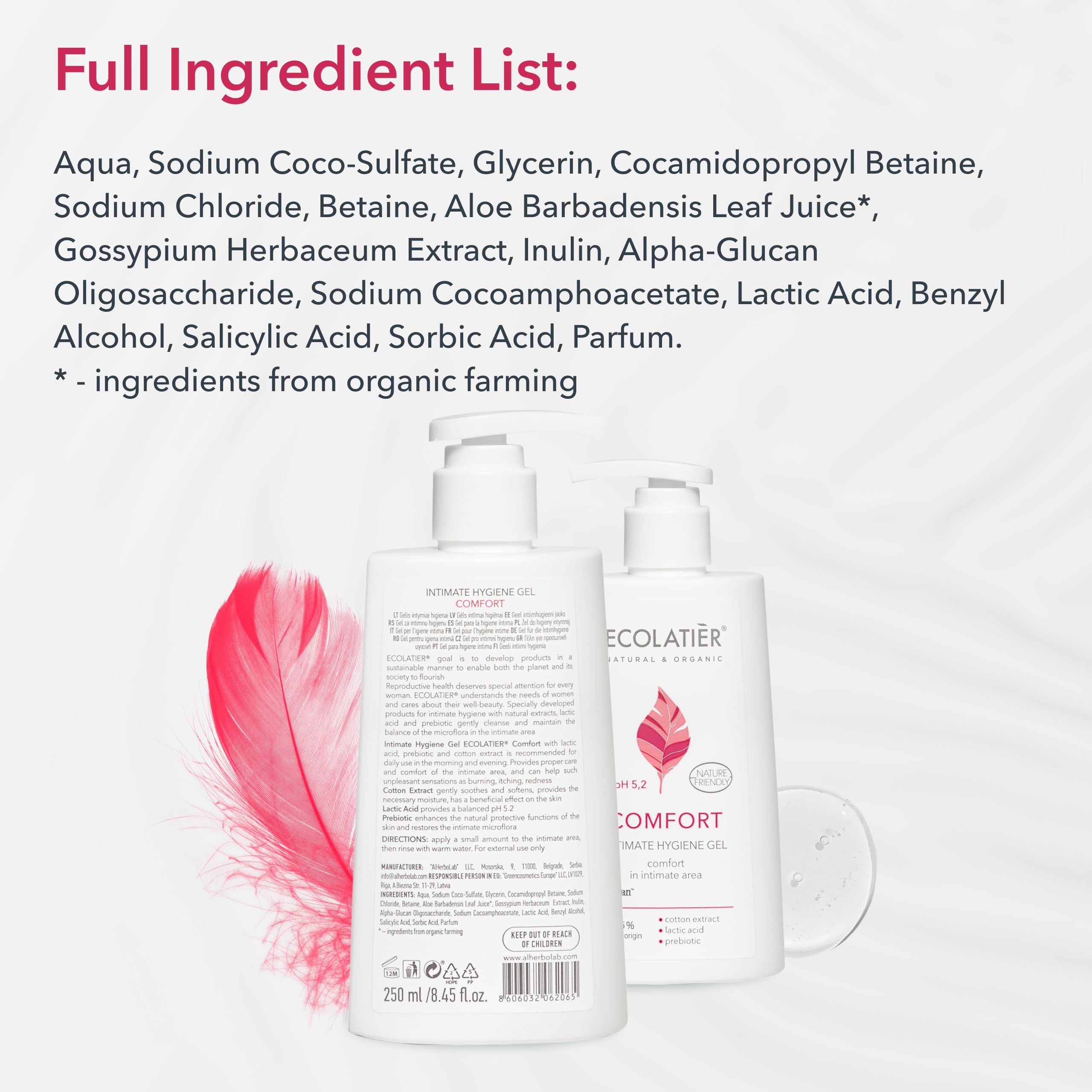 Natural Intimate Hygiene Gel with Cotton Extract – 98.5% Vegan Feminine Wash for Women | pH 5.2 Balanced, Gentle Daily Cleanser | Restores Moisture & Microflora | 8.5 Fl Oz | Perfect for Sensitive Skin & Post-Workout Refreshment