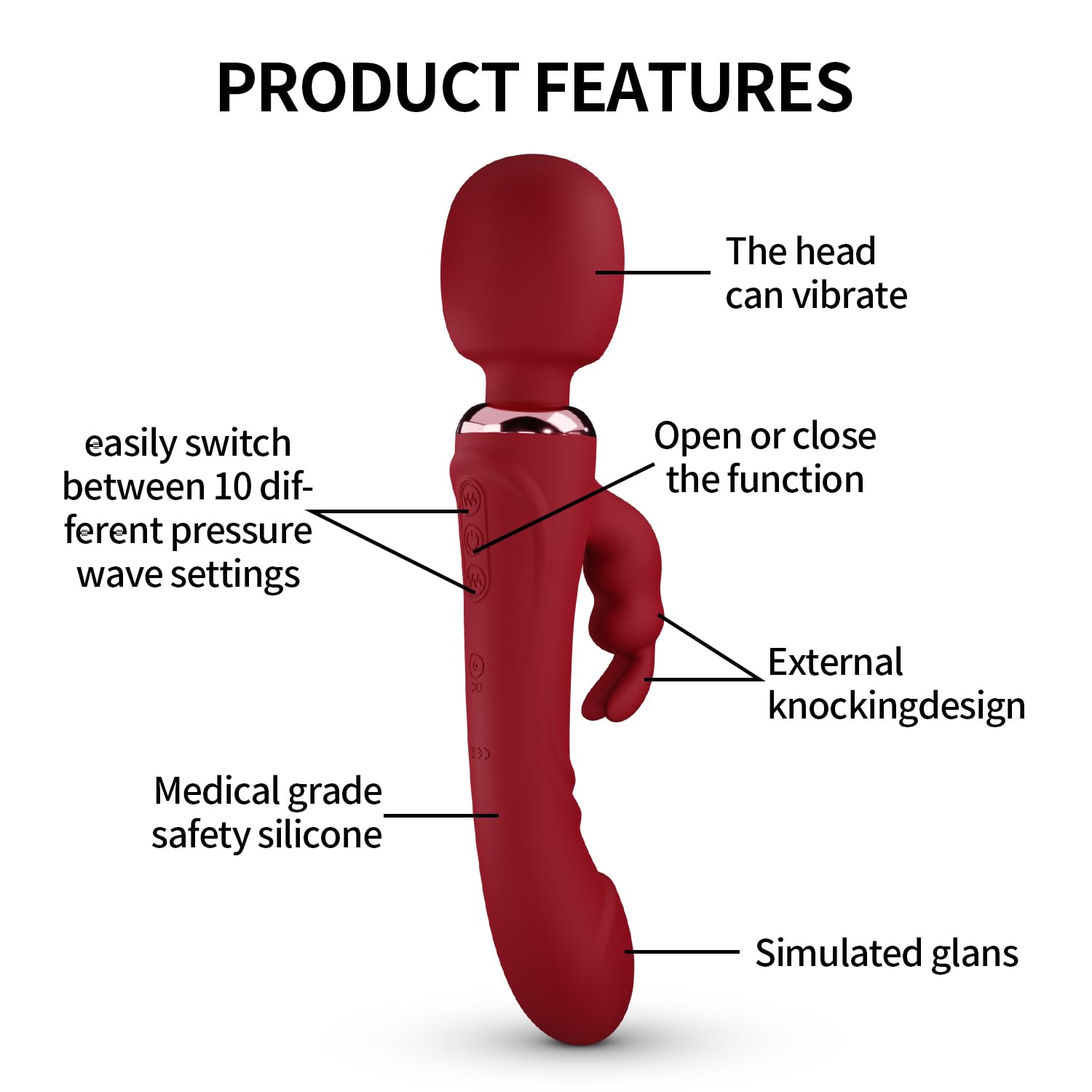 Premium Classic Vibrator for Women - Handheld High-Intensity Rechargeable Adult Toy with 10 Powerful Vibration Modes | Perfect for Solo Play, Couples & Sensual Massage | Waterproof & Discreet Design