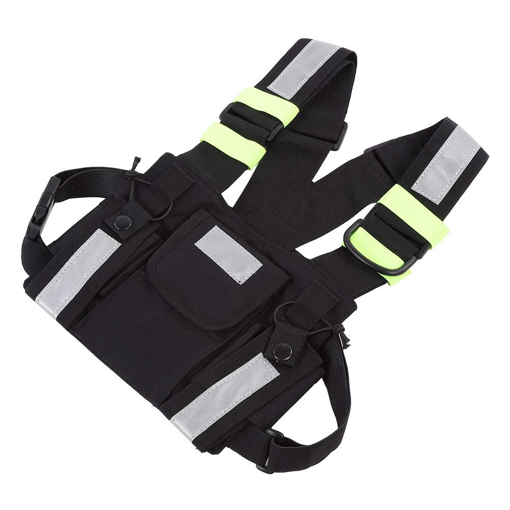 TYT Radio Chest Harness - Yellow Reflective Front Pack Vest with Pouch for Two-Way Radios | Universal Carry Case for Hiking, Camping, Work & School | Durable & Adjustable for Outdoor Activities, Security & Emergency Use