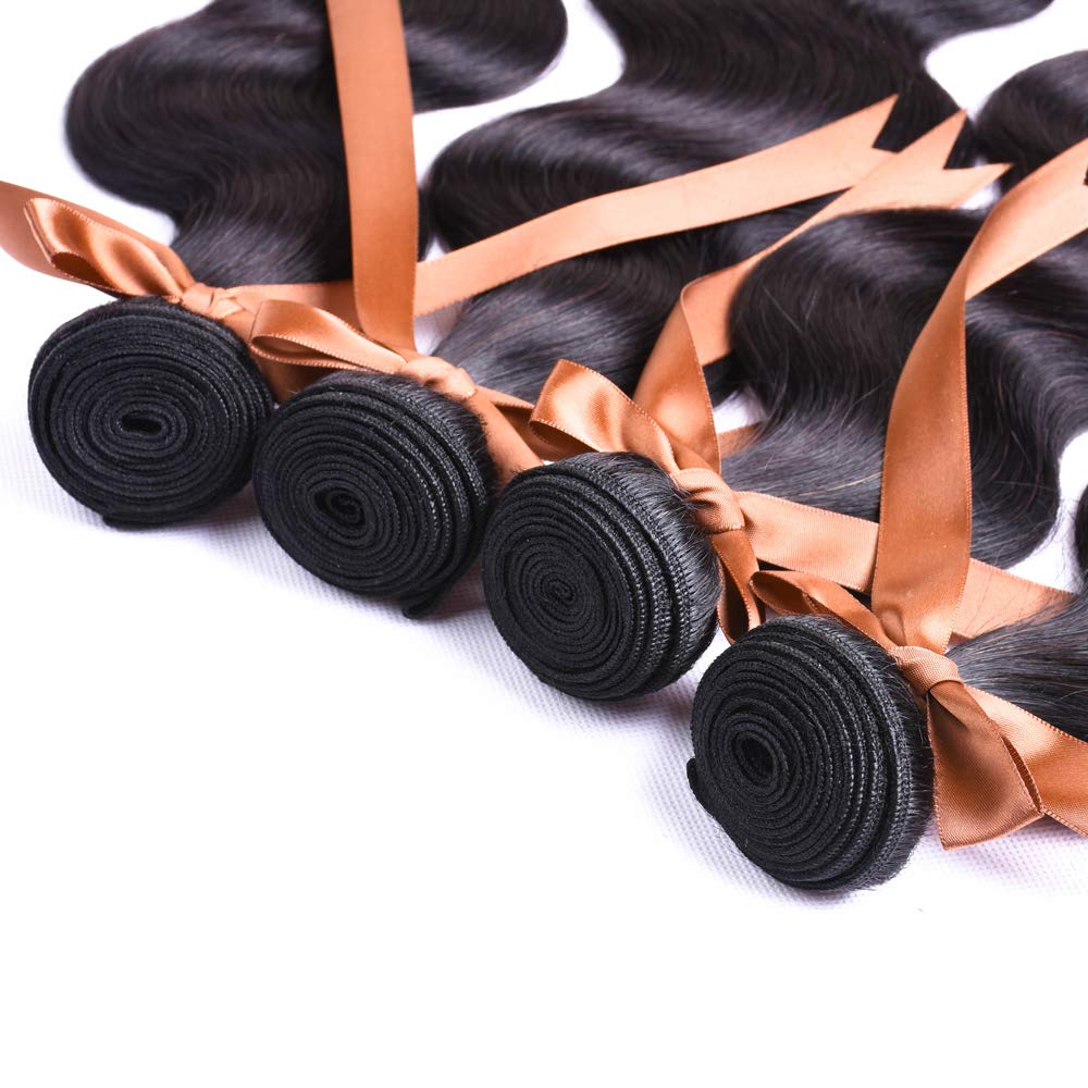 ALLRUN 100% Brazilian Virgin Human Hair Extensions - 18 20 22 24 Inch Body Wave Bundles Unprocessed Remy Weave Hair for Women | Perfect for Daily Styling, Parties & Special Occasions