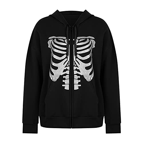 Women's Oversized Zip-Up Pullover Hoodie Sweatshirt - Y2K Aesthetic Vintage Long Sleeve Rhinestone Sweater | 90s Streetwear Fashion for Casual Outfits & Loungewear