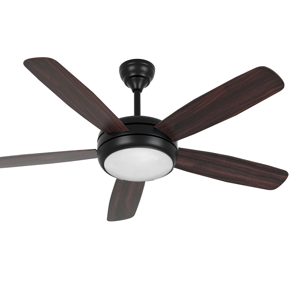 Devanti 52 Inch Ceiling Fan with Light Kit - 5 Blade Dark Wood Finish - Quiet AC Motor - Perfect for Living Room, Bedroom & Outdoor Covered Patio
