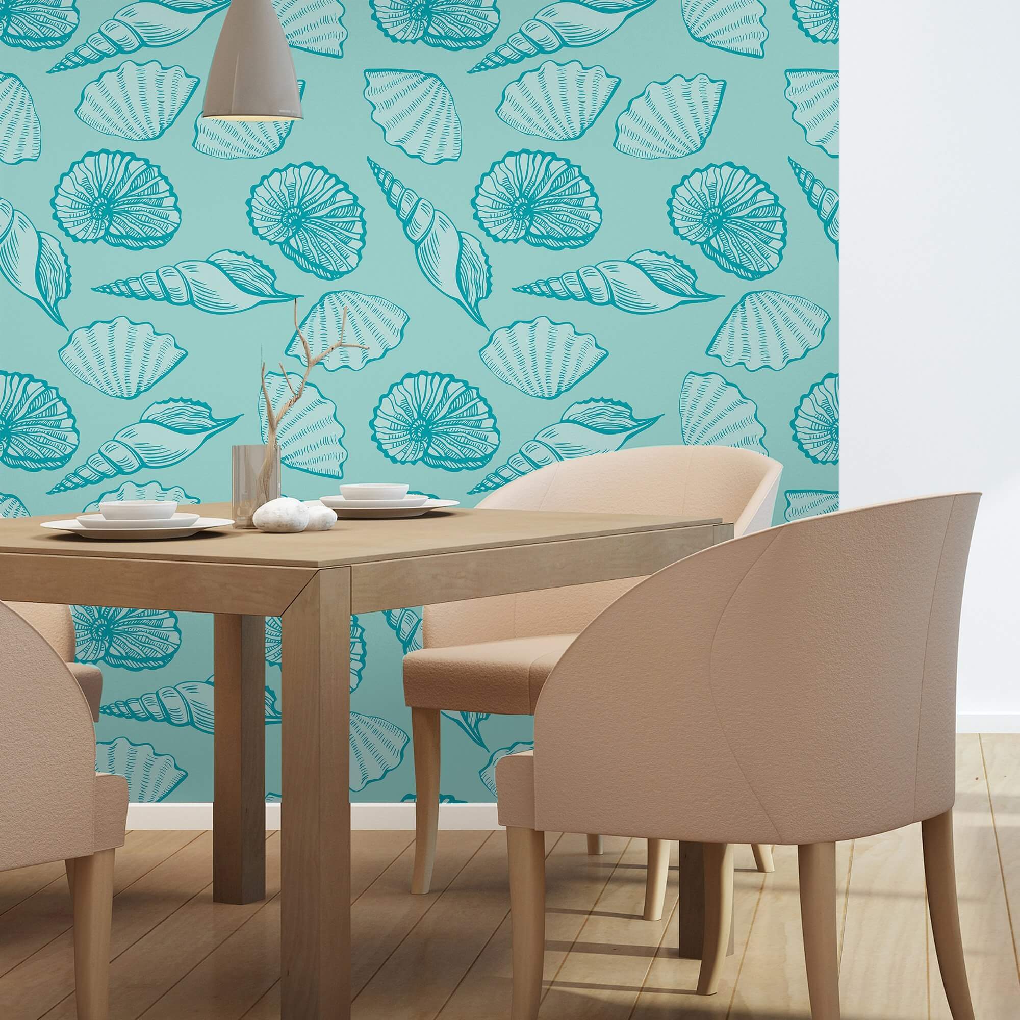 Teal and Turquoise Nautical Peel and Stick Removable Wallpaper - Self-Adhesive Decorative Wall Covering for Bedroom, Bathroom, Nursery & Home Decor