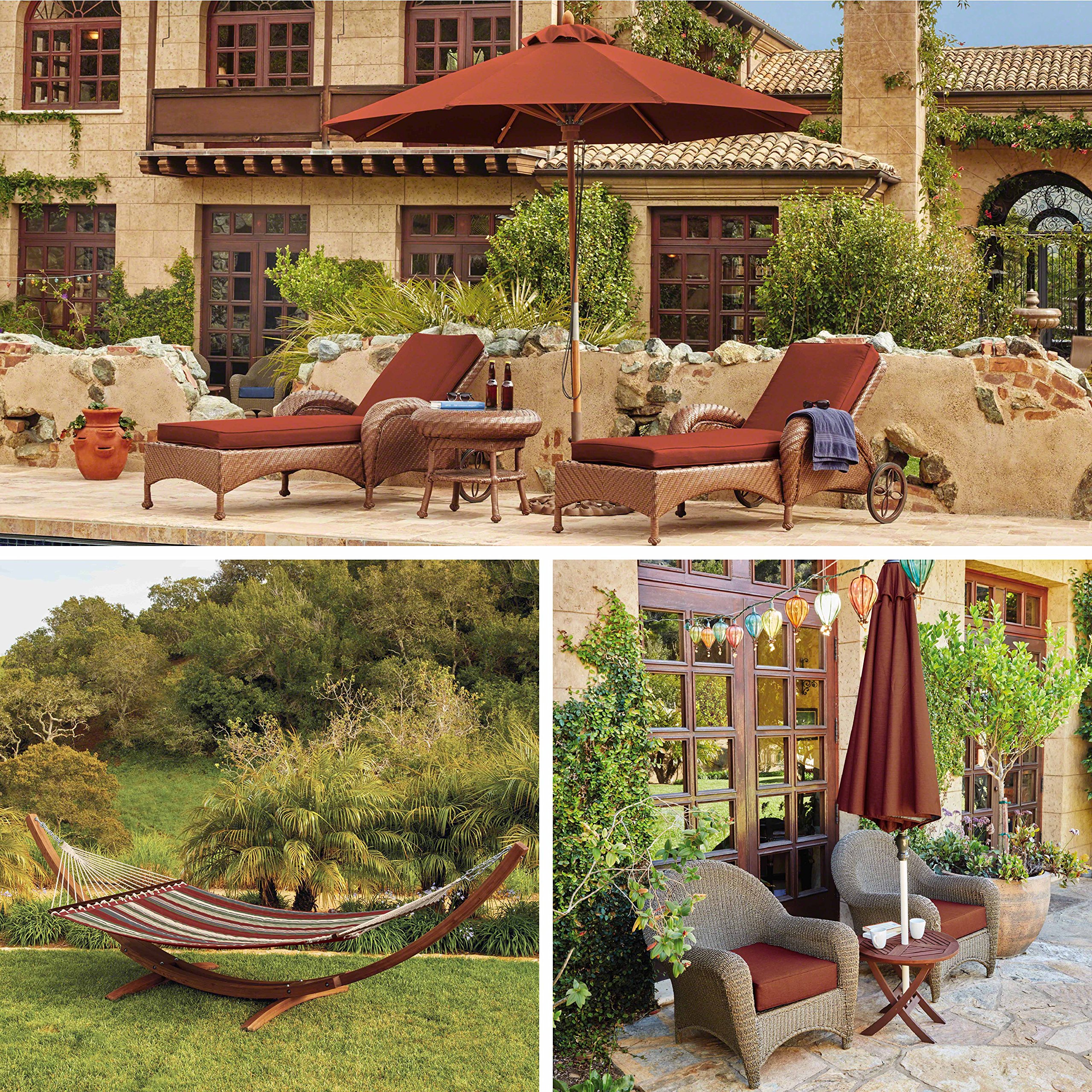 Montlake FadeSafe Water-Resistant Patio Cushion Set - Heather Henna, 44x20x3 Inch for Outdoor Chairs