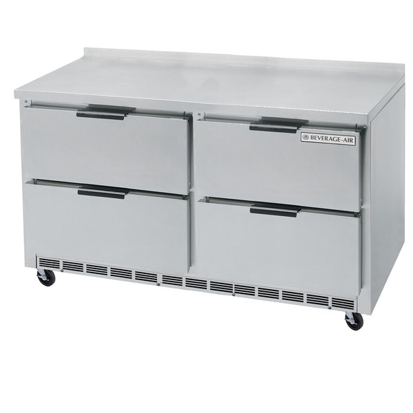 Beverage Air WTRD60AHC 4 FIP 60-Inch Stainless Steel Worktop Refrigerator - Commercial Underbar Fridge for Bars, Restaurants & Cafes - Perfect for Beverage Storage & Easy Access