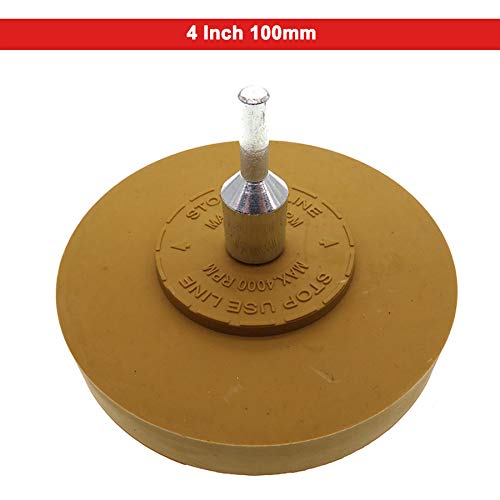 4-Inch Rubber Eraser Wheel with Adapter - Pinstripe & Adhesive Remover for Vinyl Decals, Graphics, and Sticker Removal - Perfect for Auto Detailing, Sign Making, and DIY Projects
