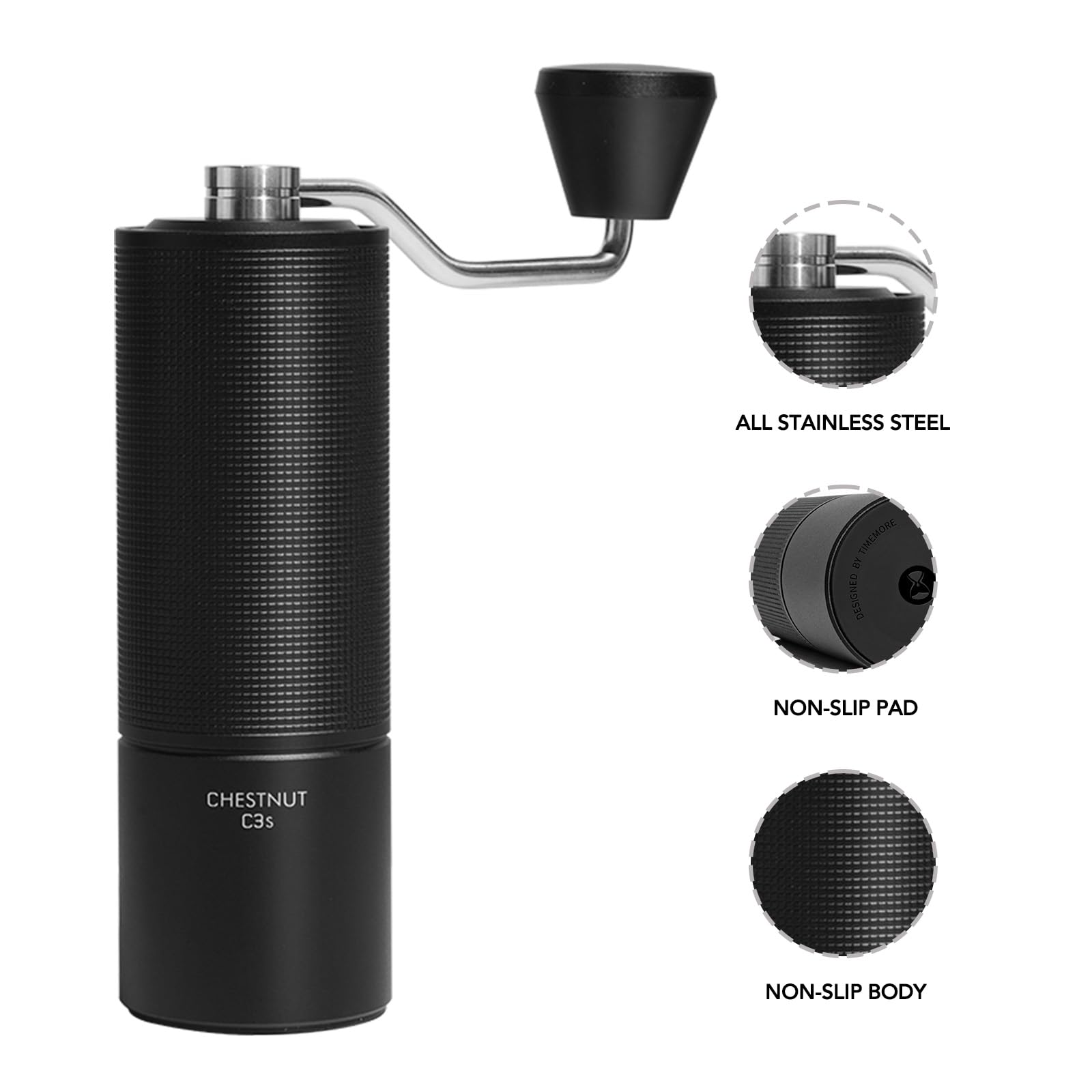 TIMEMORE C3S Manual Coffee Grinder - 20g Capacity Stainless Steel Burr Mill with Adjustable Settings | Portable for Travel, Camping & Home Use | Perfect for Espresso, French Press & Pour Over Brewing