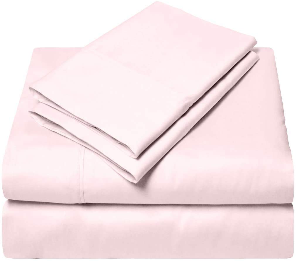 Premium 100% Certified Giza Egyptian Cotton Bed Sheet Set - Twin XL, 3-Piece Set (Pink Solid) | Ultra-Soft & Breathable for Luxury Sleep | Perfect for Master Bedrooms, Guest Rooms & Dorm Essentials