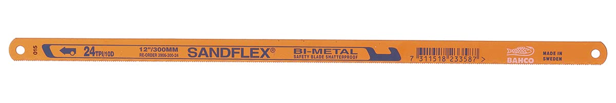 BAHCO 3906-300-24-10P 10-Pack 12-Inch Bimetal Hand Hacksaw Blades - 24 TPI for Metal, PVC & Wood Cutting - Ideal for DIY, Construction & Plumbing Projects