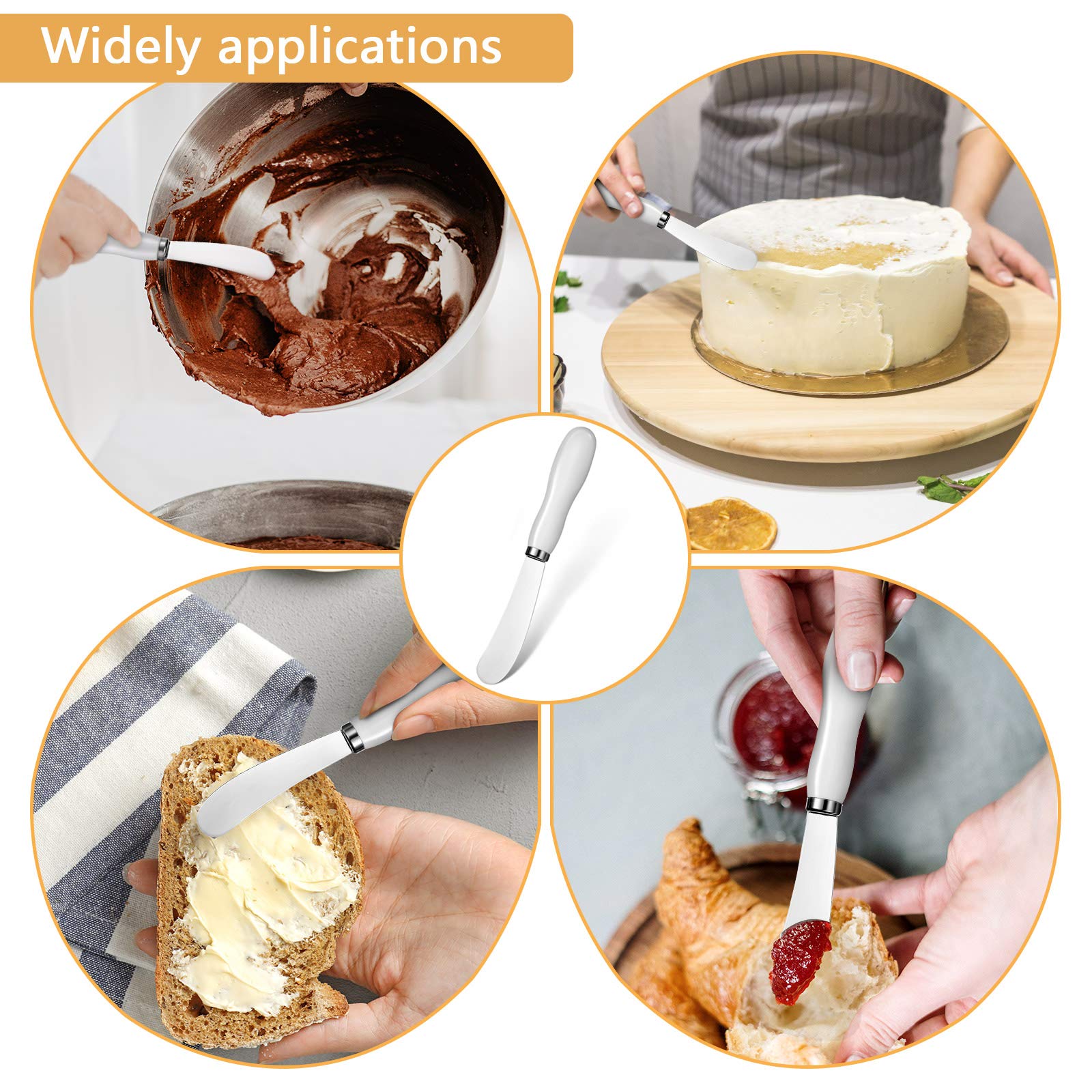 Stainless Steel Cheese Spreader Knife with White Porcelain Handle - 5.74 Inch Multipurpose Butter & Cheese Knife Set of 4 - Perfect for Charcuterie Boards, Wine Parties & Kitchen Use