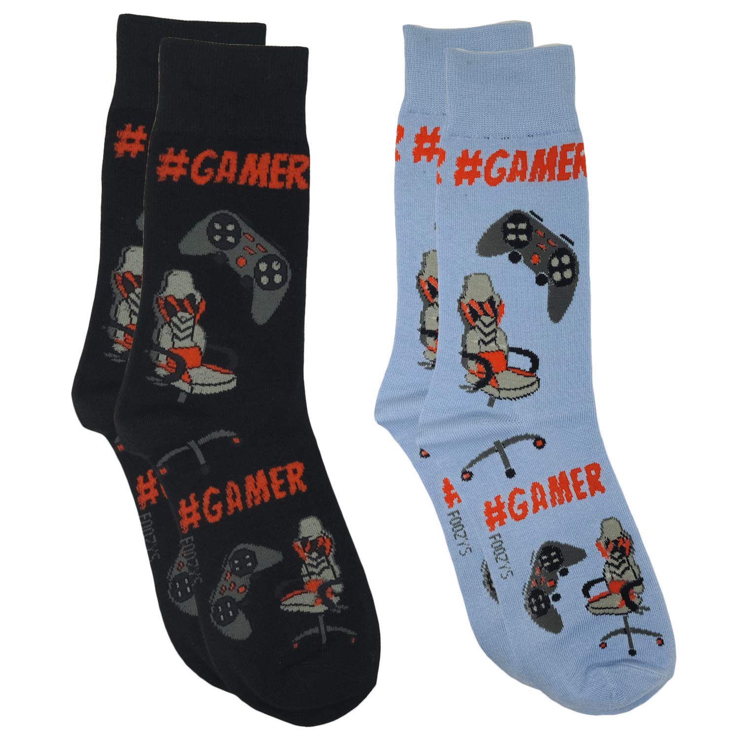 Foozys Men's Crew Socks - Funny Novelty Socks for Gamers & Late Night Parties - 2 Pairs Pack - Perfect for Gaming Sessions & Casual Wear