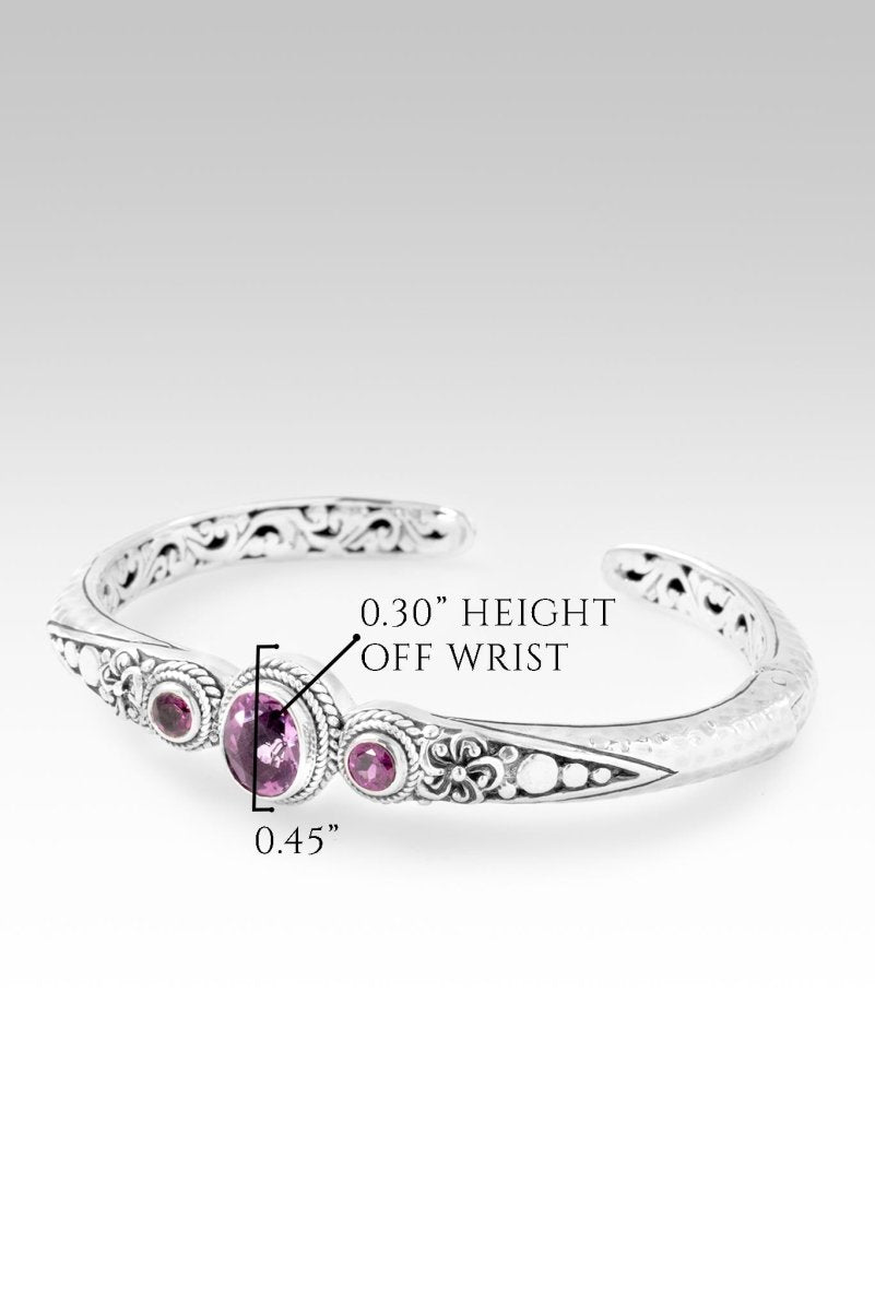 Admiration Cuff™ Pink Fluorite & Rhodolite Garnet Bracelet - Elegant Crystal Jewelry for Women, Gift for Her - Perfect for Weddings, Parties & Everyday Wear
